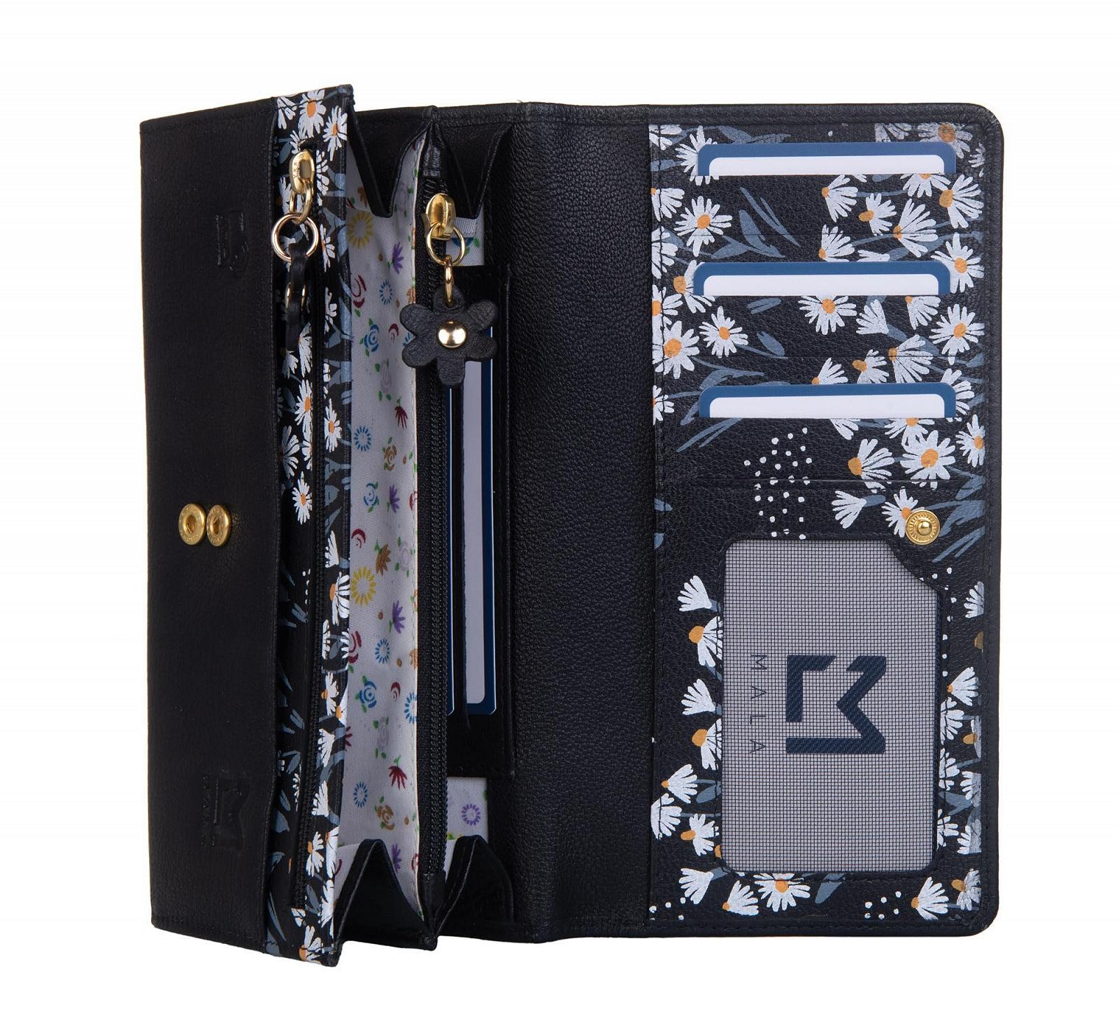 Кошелек Mala Leather Shiloh Butterfly Matinee 3627-96 Черный Классический, фото №2