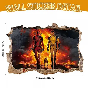 Наклейка на стіну 3D Росомаха та Дедпул Вінілова 1 шт. Багатоколірна synthetic.ua - Фото 1