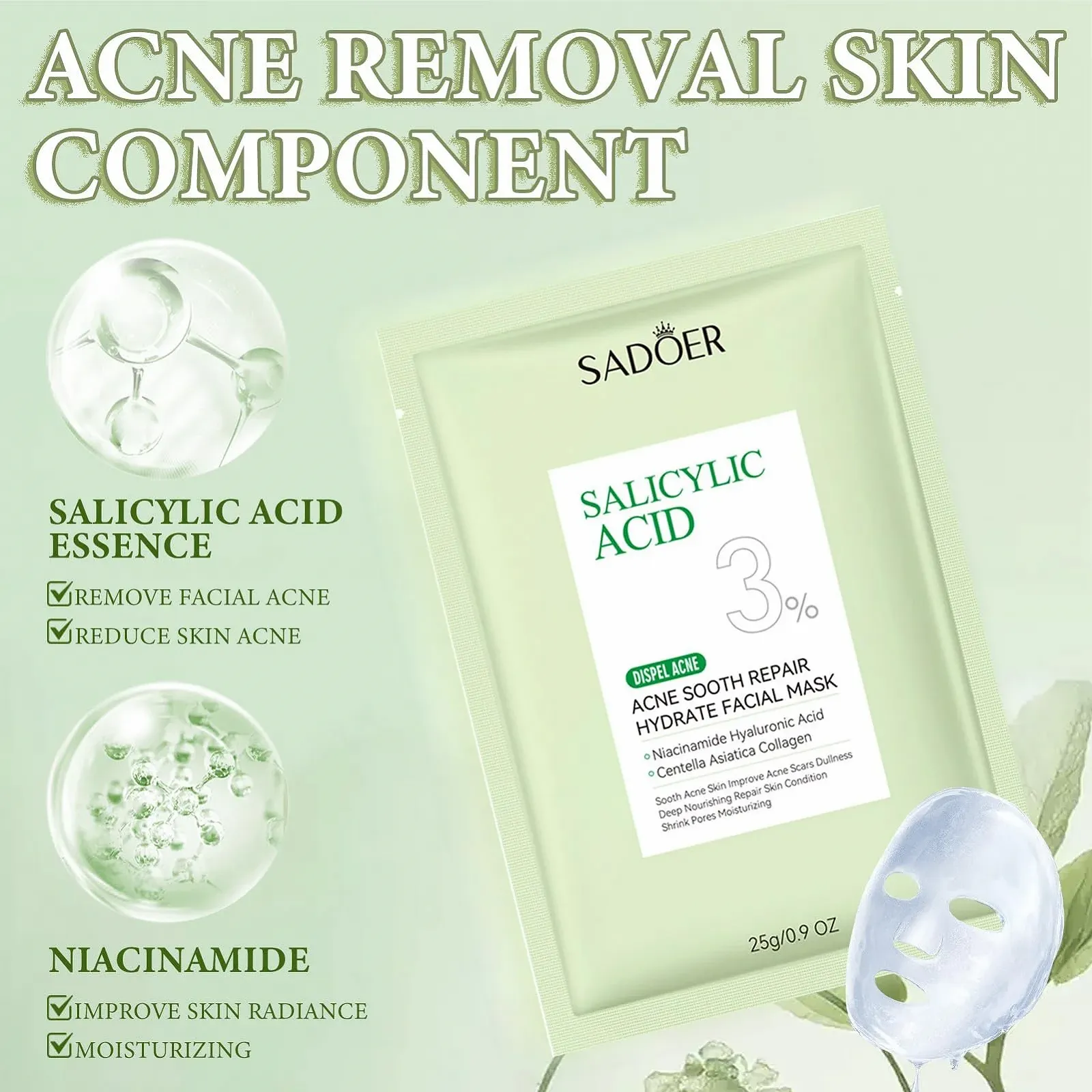 Тканевая маска Набор 12 штук Daily Care для лица Увлажняющие маски для различных потребностей кожи, Ниацинамид, Гиалуроновая кислота, Центелла азиатская Увлажняющая маска, фото №2