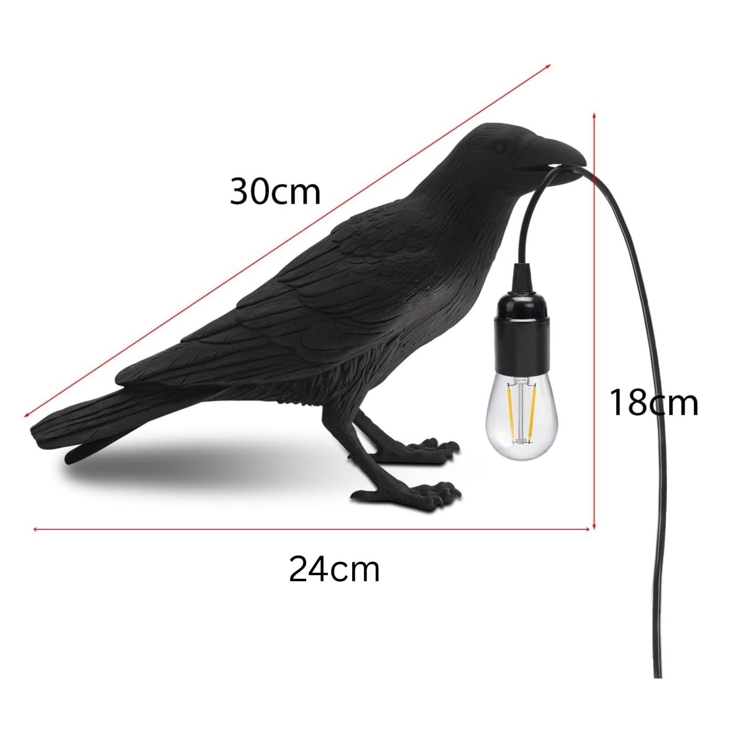 Настільна лампа LEDSone Black Crow LED E27 Raven Art Deco Полірезин 3-контактна вилка Чорний Упаковка 1 шт, фото №2