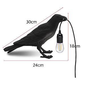 Настільна лампа LEDSone Black Crow LED E27 Raven Art Deco Полірезин 3-контактна вилка Чорний Упаковка 1 шт synthetic.ua - Фото 1