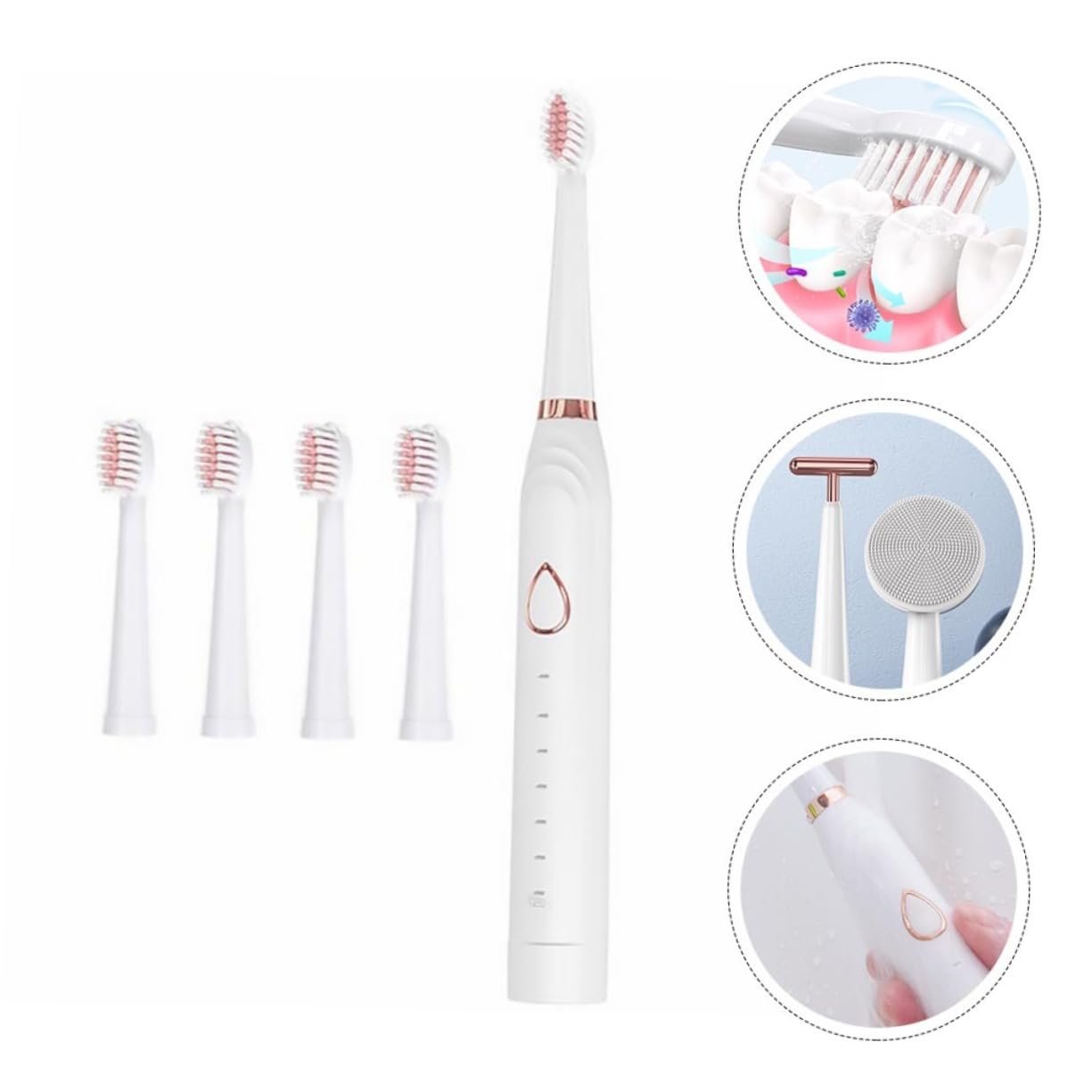 Електрична звукова зубна щітка Beaupretty 1Satz із функцією очищення обличчя Бездротове заряджання, фото №9