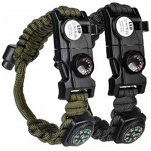 Браслет для виживання Flintronic Paracord, набір 8-в-1, запальничка, свисток 100 дБ, компас, термометр, мультитул, світлодіодний ліхтарик, водонепроникний військовий паракорд - Фото 1