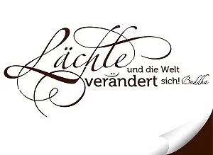 Наклейка на стіну Grandora W994 Quote Buddha Smile 58 x 26 см коричнева synthetic.ua - Фото 1