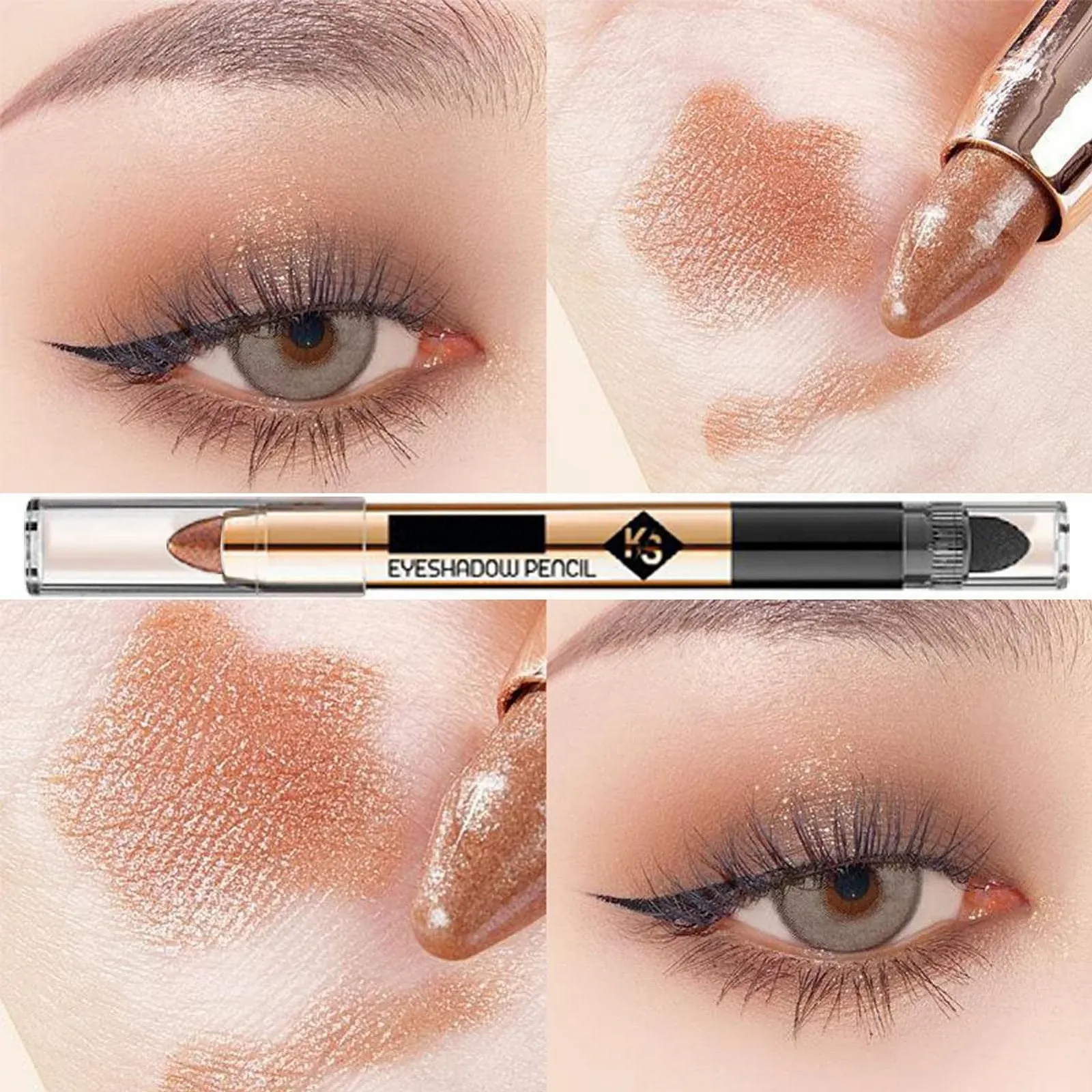 Карандаш для глаз 2 в 1, Водостойкий, с блестками, фото №6