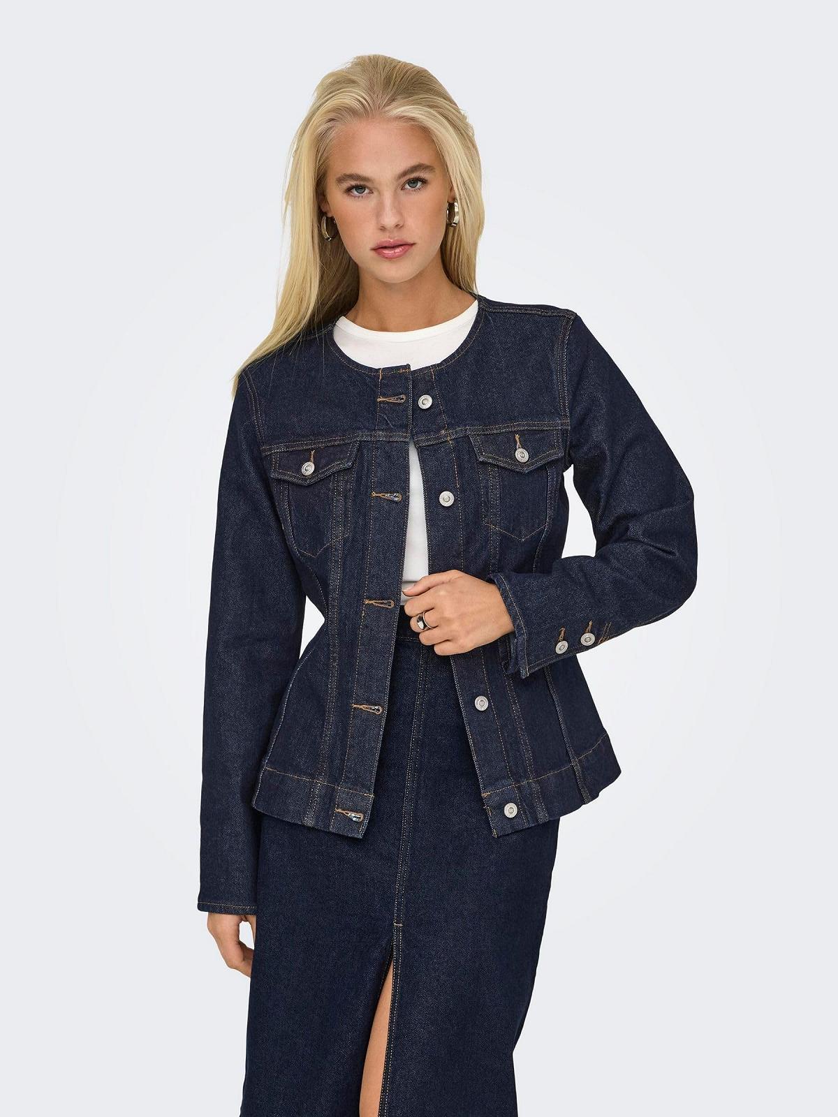 Джинсовая куртка ONLY ONLPARIS LS FITTED DNM JKT MAE Женская Голубая, фото №3