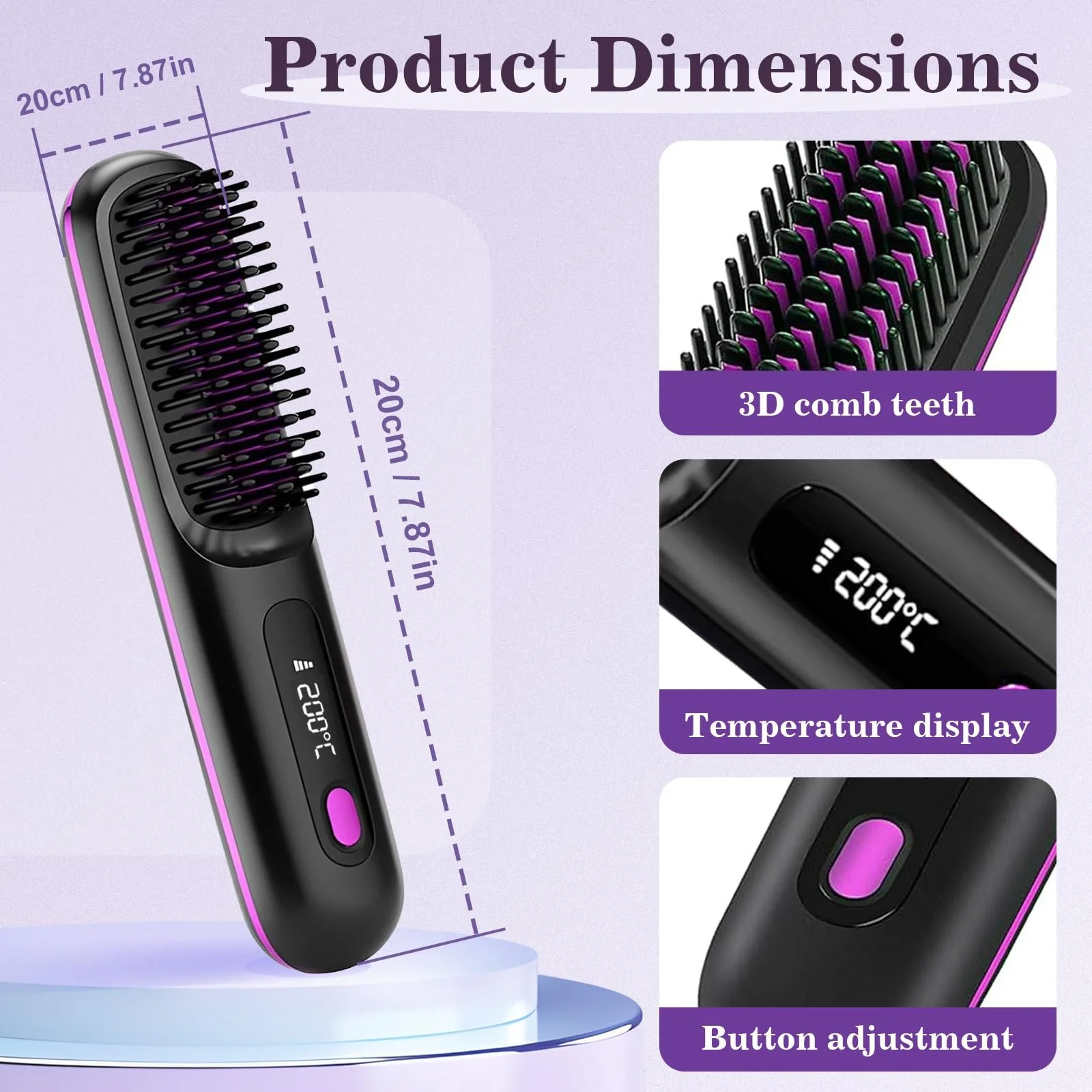Бездротова щітка для стайлінгу Go Brush Pro для короткого волосся 3 рівні нагріву, фото №6 Бездротова щітка для стайлінгу Go Brush Pro для короткого волосся 3 рівні нагріву, фото №6