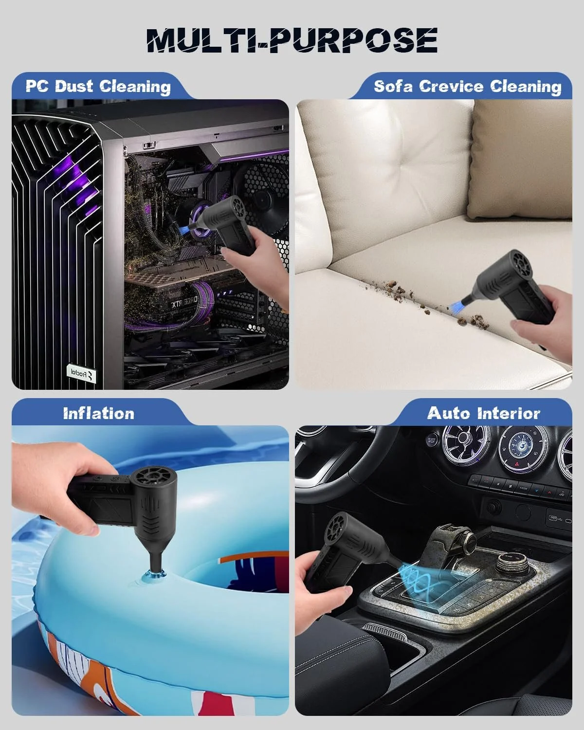 Электрическая воздуходувка Seyaom 130,000 RPM 4 скорости 5000mAh Аккумуляторная, фото №7