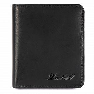 Кошелек Benthill Маленький Из натуральной кожи для мужчин и женщин, RFID-защита, Мини-кошелек, черный, Классический synthetic.ua - Фото 1