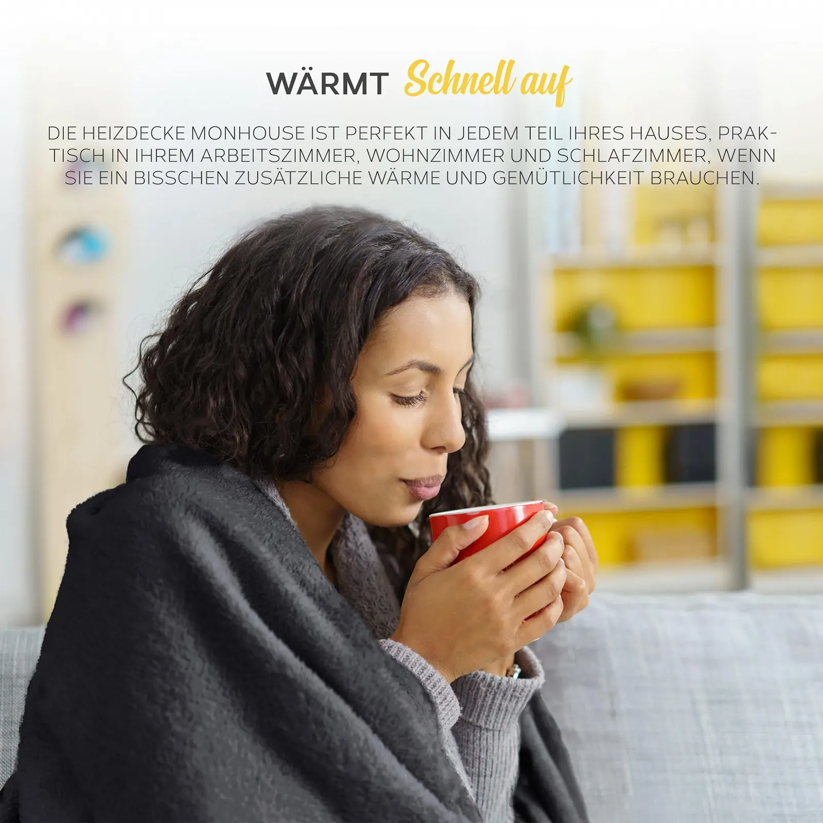 Електрична ковдра MONHOUSE Shearling Сіра, 130 x 160 см, фото №4 Електрична ковдра MONHOUSE Shearling Сіра, 130 x 160 см, фото №4