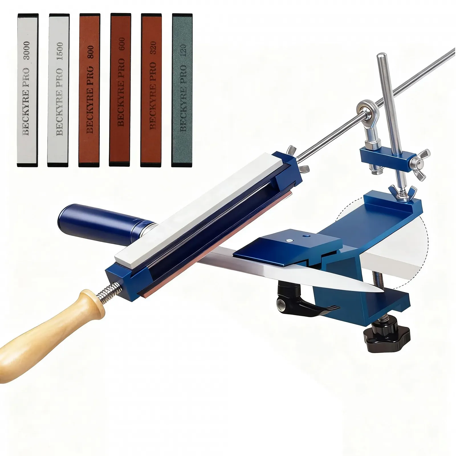 Точилка для ножів професійна з нержавіючої сталі з 6 алмазними каменями 120/320/600/800/1500/3000, фото №1
