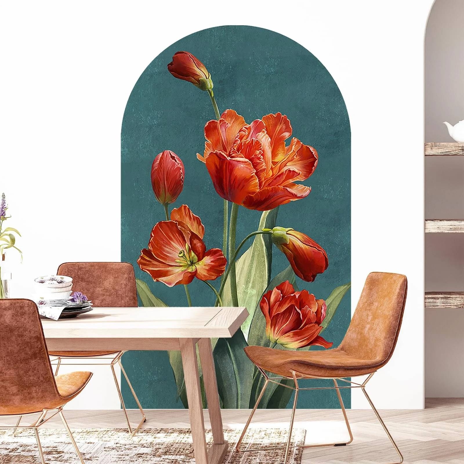 Наклейка на стіну Квіткова арка Синя 90 x 150 см, фото №3