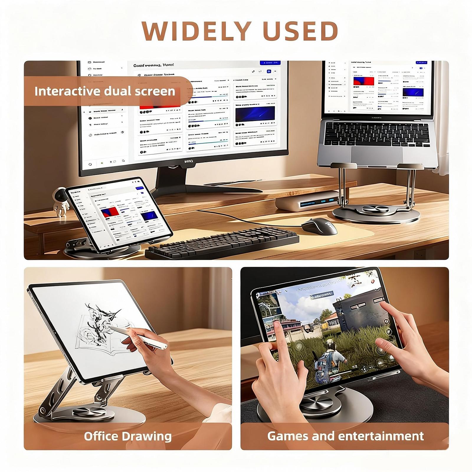 Підставка для ноутбука 3600 Регульована по висоті Металеваз подвійною підтримкою Ергономічна, фото №7