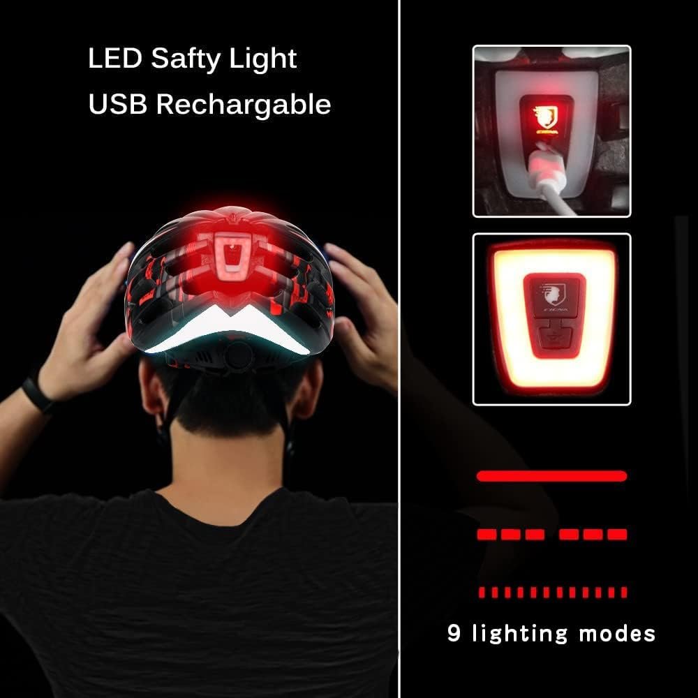Шолом Shinmax велосипедний з магнітним візором, USB зарядкою LED підсвічуванням і 27 вентиляційними каналами, фото №4