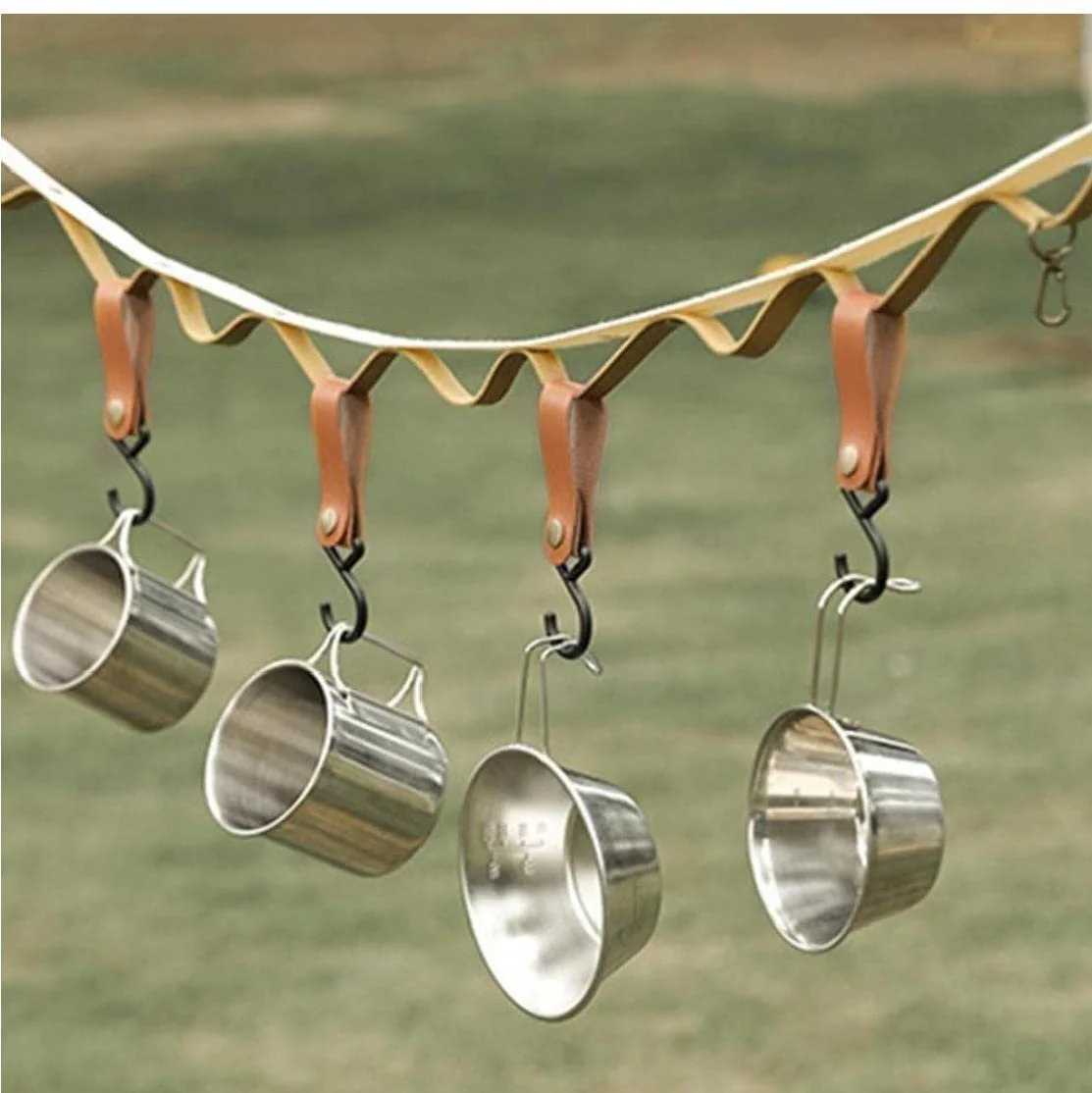 Гачки для кемпінгу TOSSPER 4 шт. зі шкіри PU S-подібні для стійок та одягу, фото №4