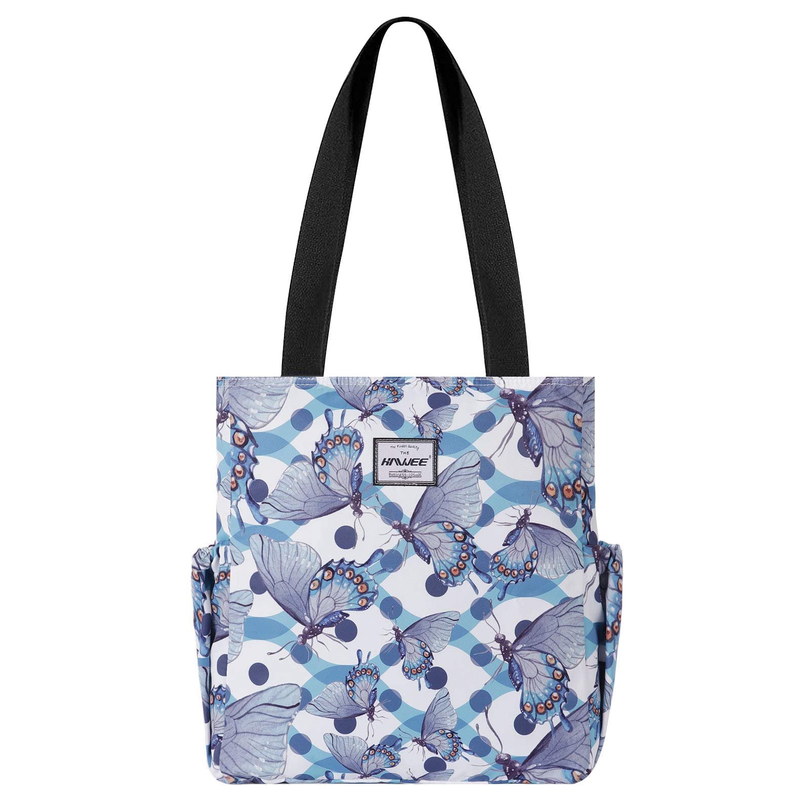 Сумка Hawee, жіноча, з блискавкою, повсякденна, велика, водонепроникна, синя з метеликом, фото №1