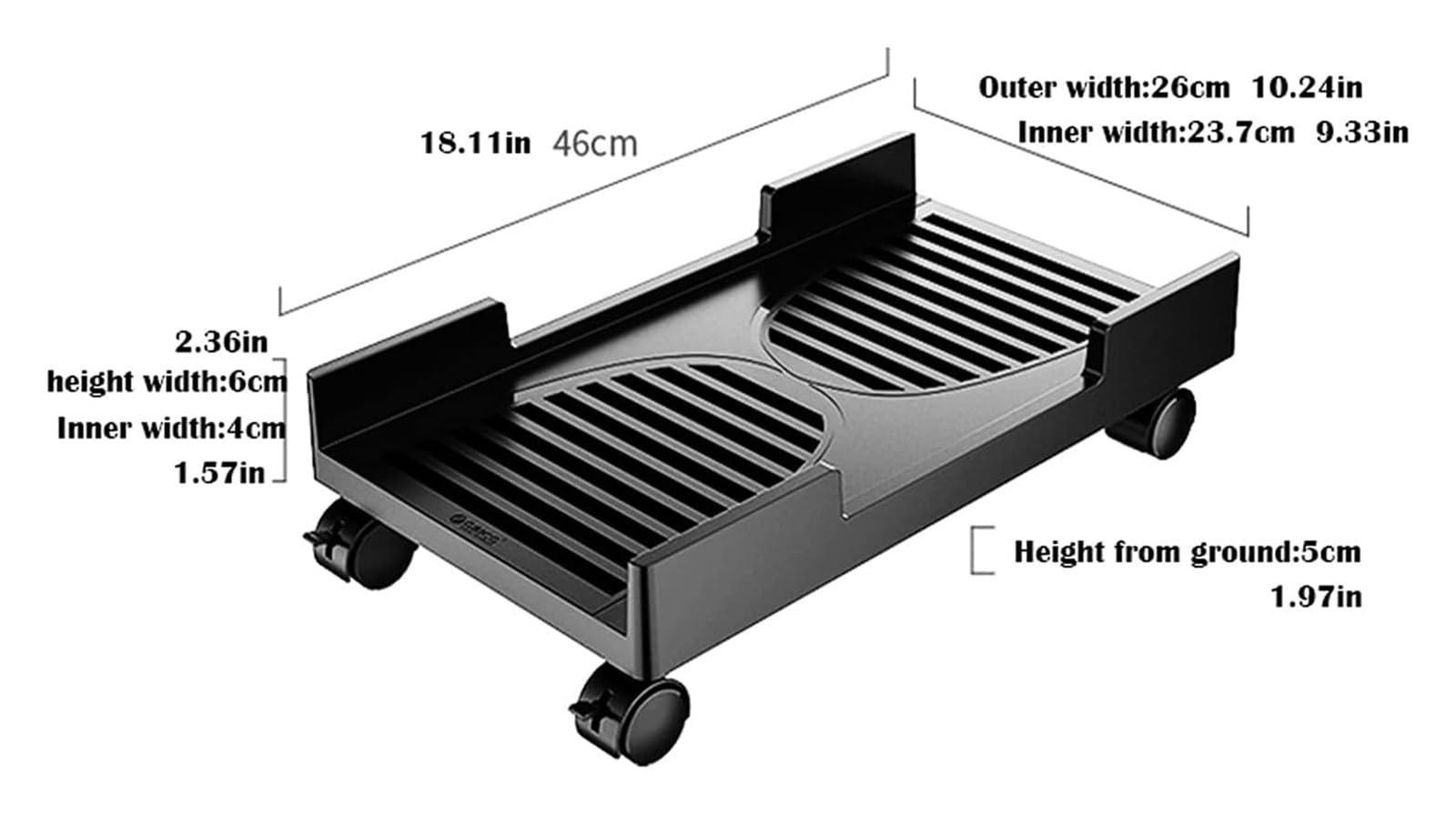 Підставка для комп'ютера Настільна з 4-дюймовими колесами для більшості комп'ютерних корпусів, фото №2