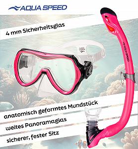 Набір для снорклінгу Aqua Speed Alize з дитячою маскою для дайвінгу Samos, сітчастою сумкою та серветкою з мікрофібри synthetic.ua - Фото 1
