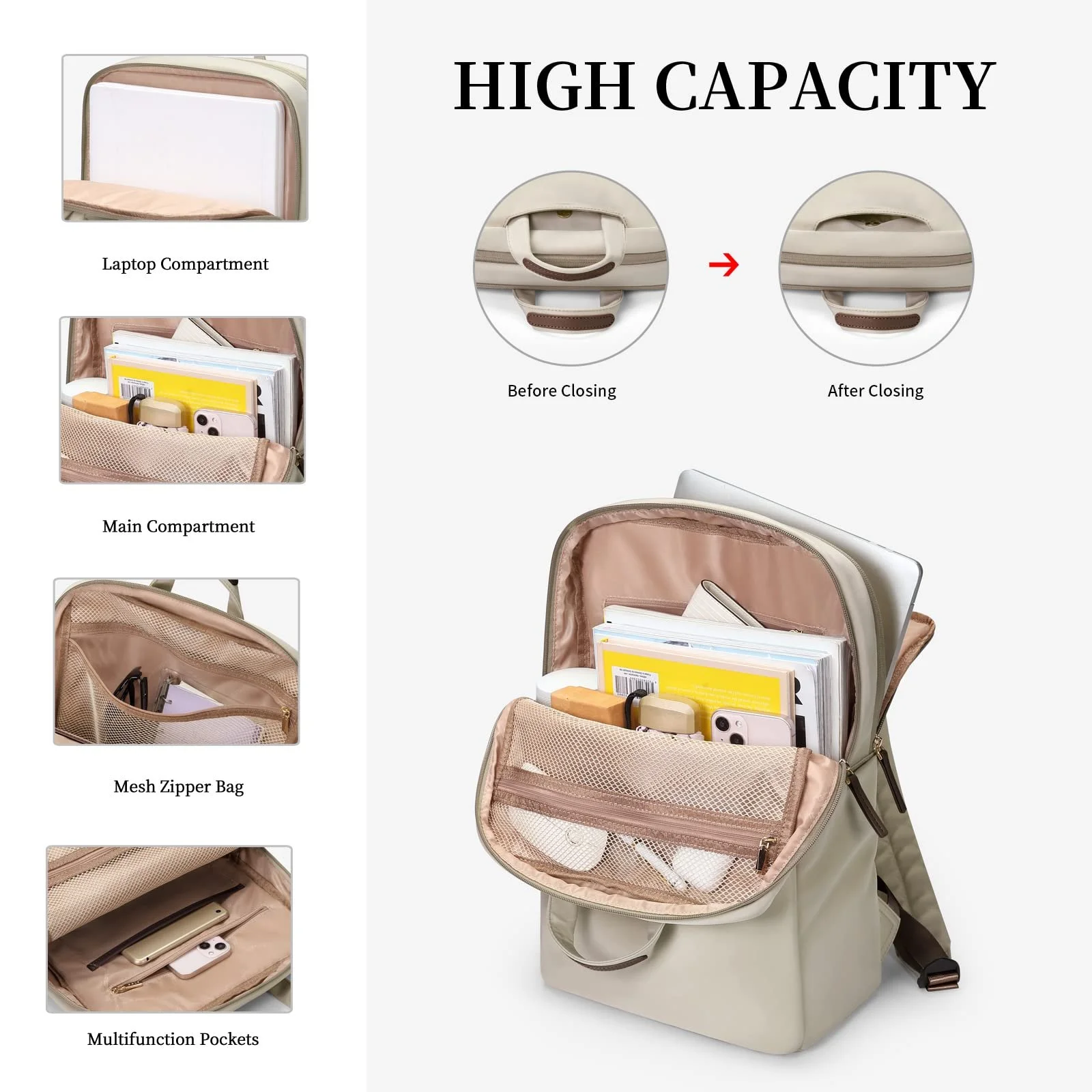 Рюкзак для ноутбука GOLF SUPAGS 15.6 дюймів Жіночий 14.8L Бізнес City Apricot, фото №2 Рюкзак для ноутбука GOLF SUPAGS 15.6 дюймів Жіночий 14.8L Бізнес City Apricot, фото №2