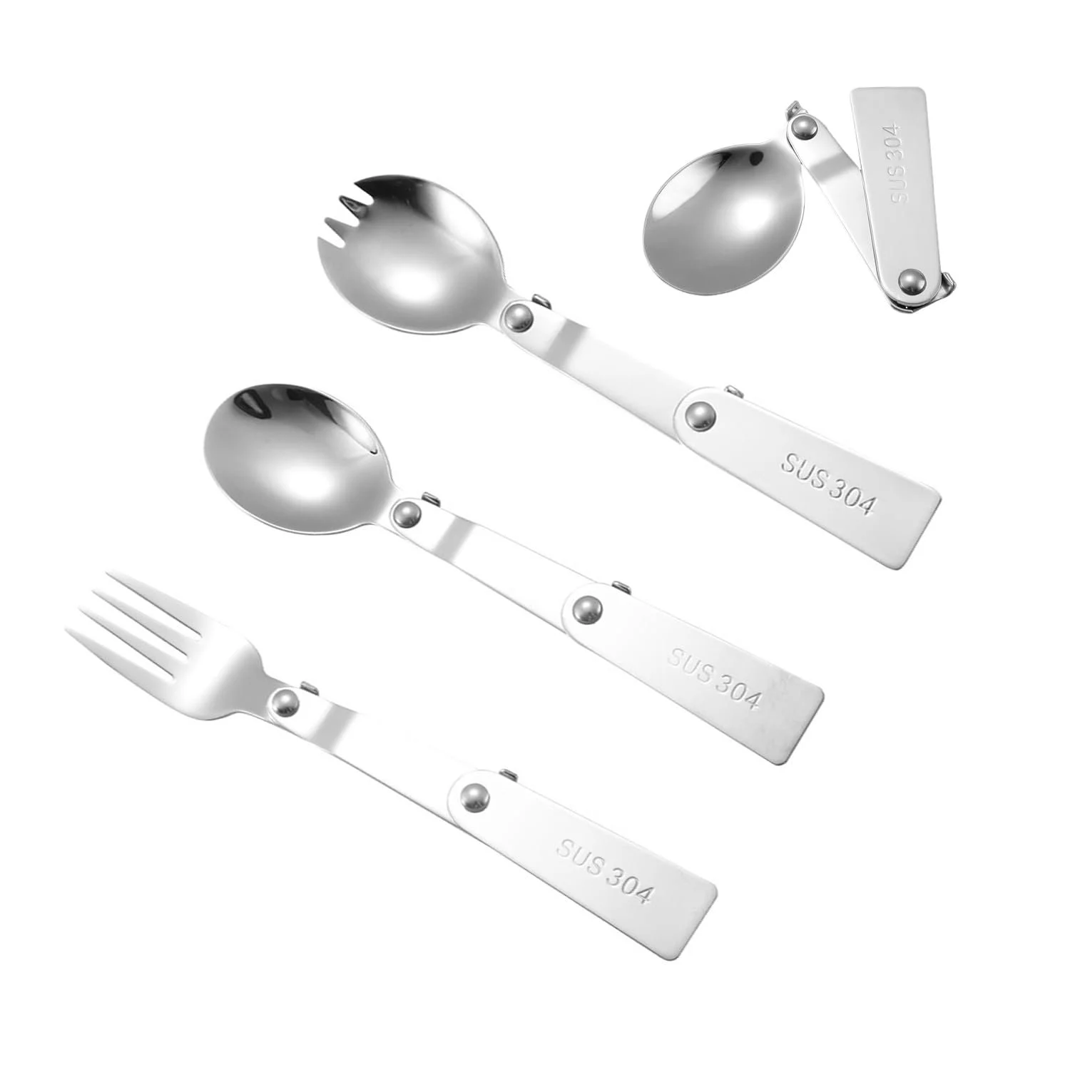 Набор складных столовых приборов из 3 предметов, столовые приборы из нержавеющей стали, портативные столовые приборы, кухонные столовые приборы, подходят для дома, путешествий, кемпинга, фото №1