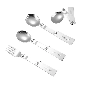 Набор складных столовых приборов из 3 предметов, столовые приборы из нержавеющей стали, портативные столовые приборы, кухонные столовые приборы, подходят для дома, путешествий, кемпинга - Фото 1