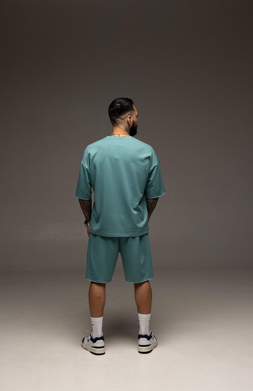 Костюм мужской летний берюзовый Calvin Klein Стильный оверсайз на лето Базовый комплект для мужчины, фото №4