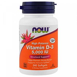 Витамин D-3 Now Vitamin 5000 IU 240 softgels - Фото 1