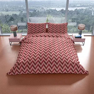 Набор постельного белья Leonado Vicenti 2 предмета 135 x 200 см Хлопок Зигзаг Красный Розовый Бордо synthetic.ua - Фото 1