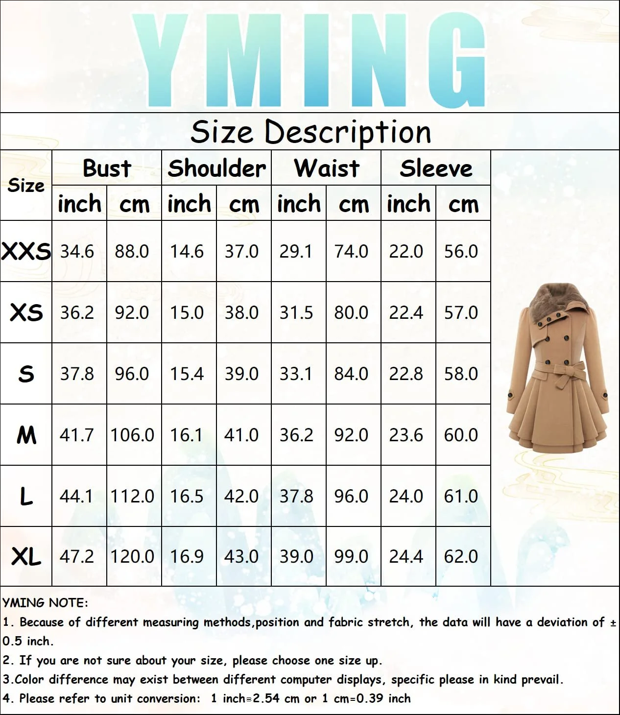 Пальто Yming с меховым воротником, длинный рукав, элегантное, двубортное, пояс, шерсть, повседневное, фото №4 Пальто Yming с меховым воротником, длинный рукав, элегантное, двубортное, пояс, шерсть, повседневное, фото №4