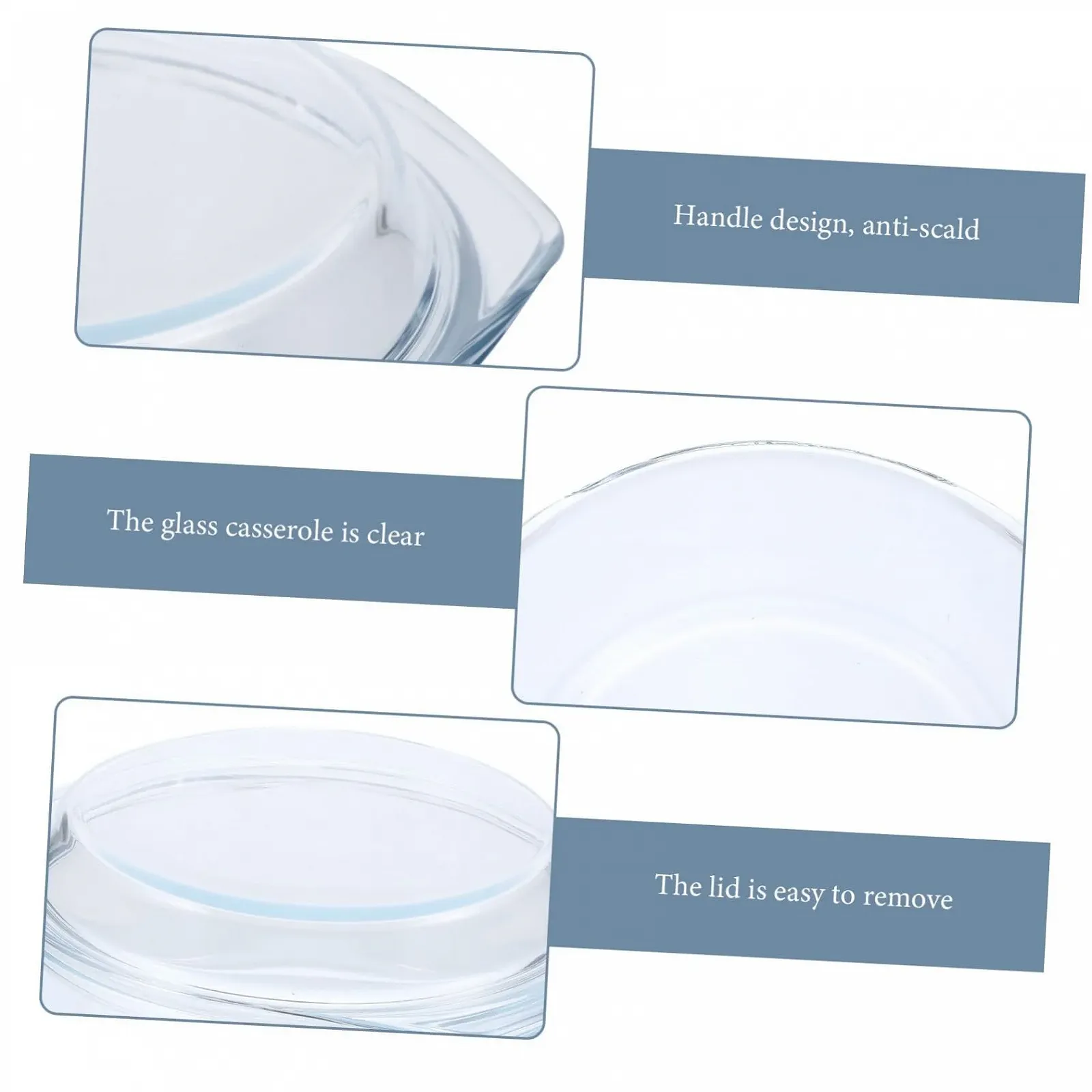 Форма для запекания TOYANDONA стеклянная с крышкой круглая термостойкая для микроволновой печи и духовки прозрачная, фото №4