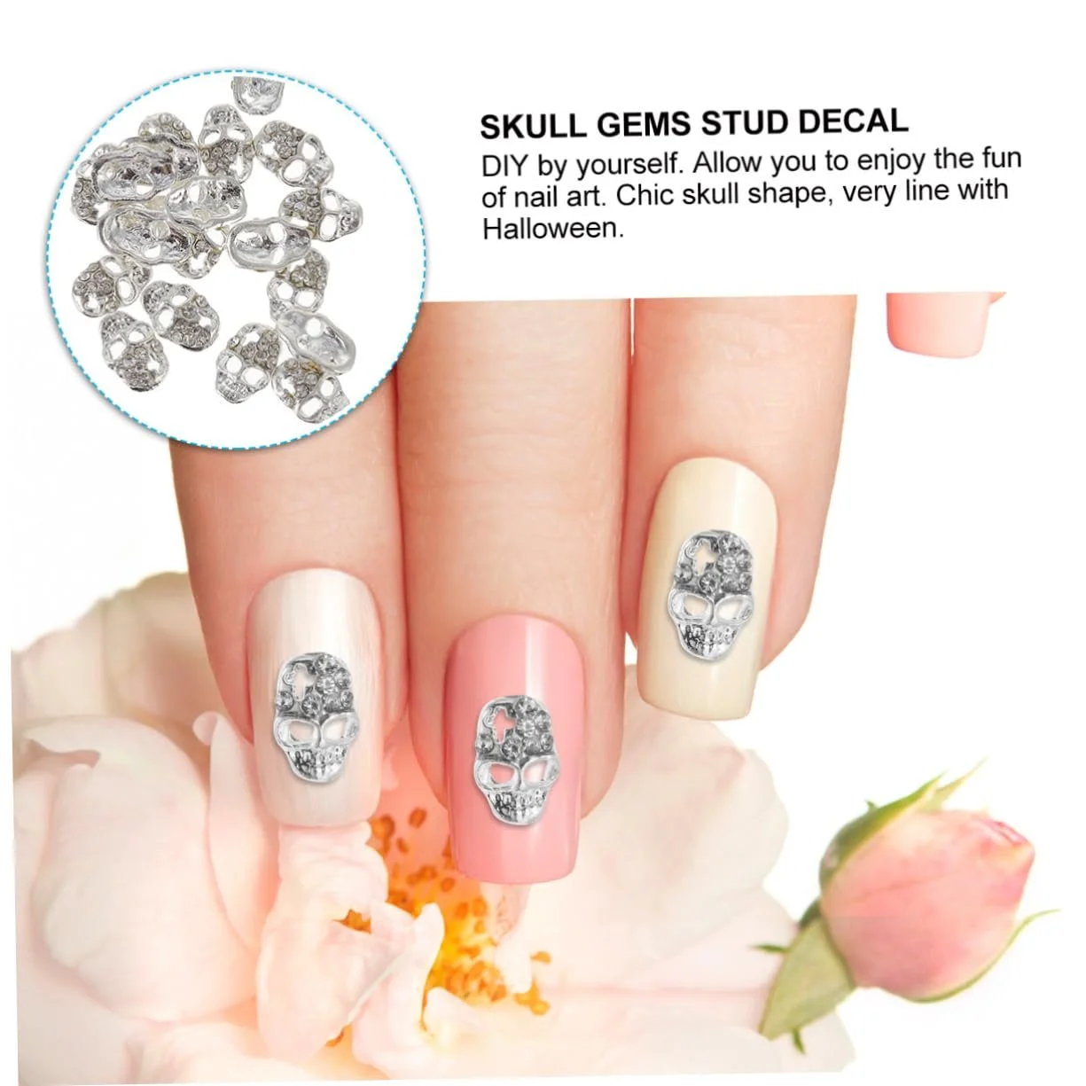 Череп, металеві зі стразами для манікюру та DIY проєктів,, фото №6