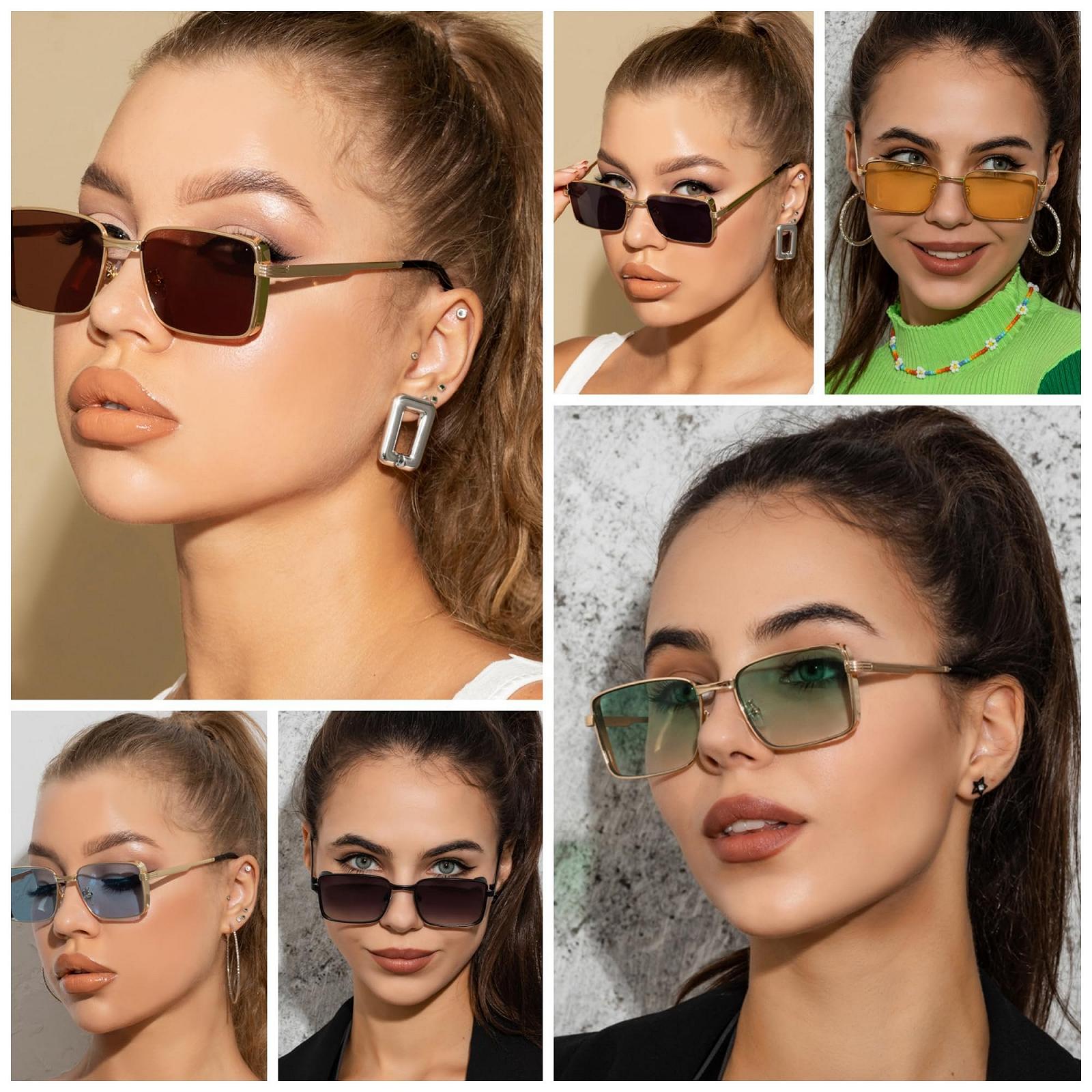 Сонцезахисні окуляри Прямокутні Класичні WDZAYXC Ретро Металева оправа, фото №5