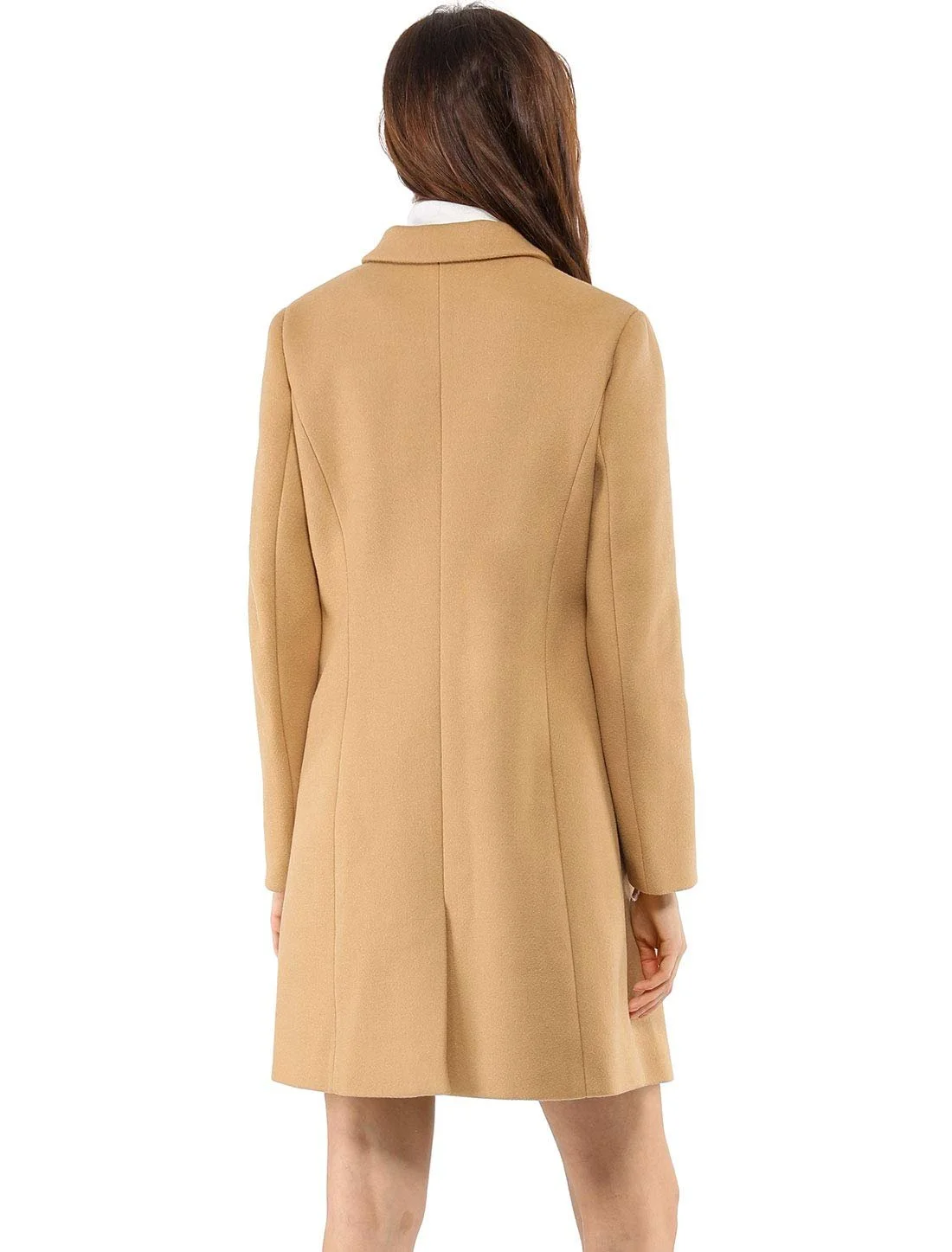 Шерстяное пальто Allegra K на пуговицах с лацканами, фото №6