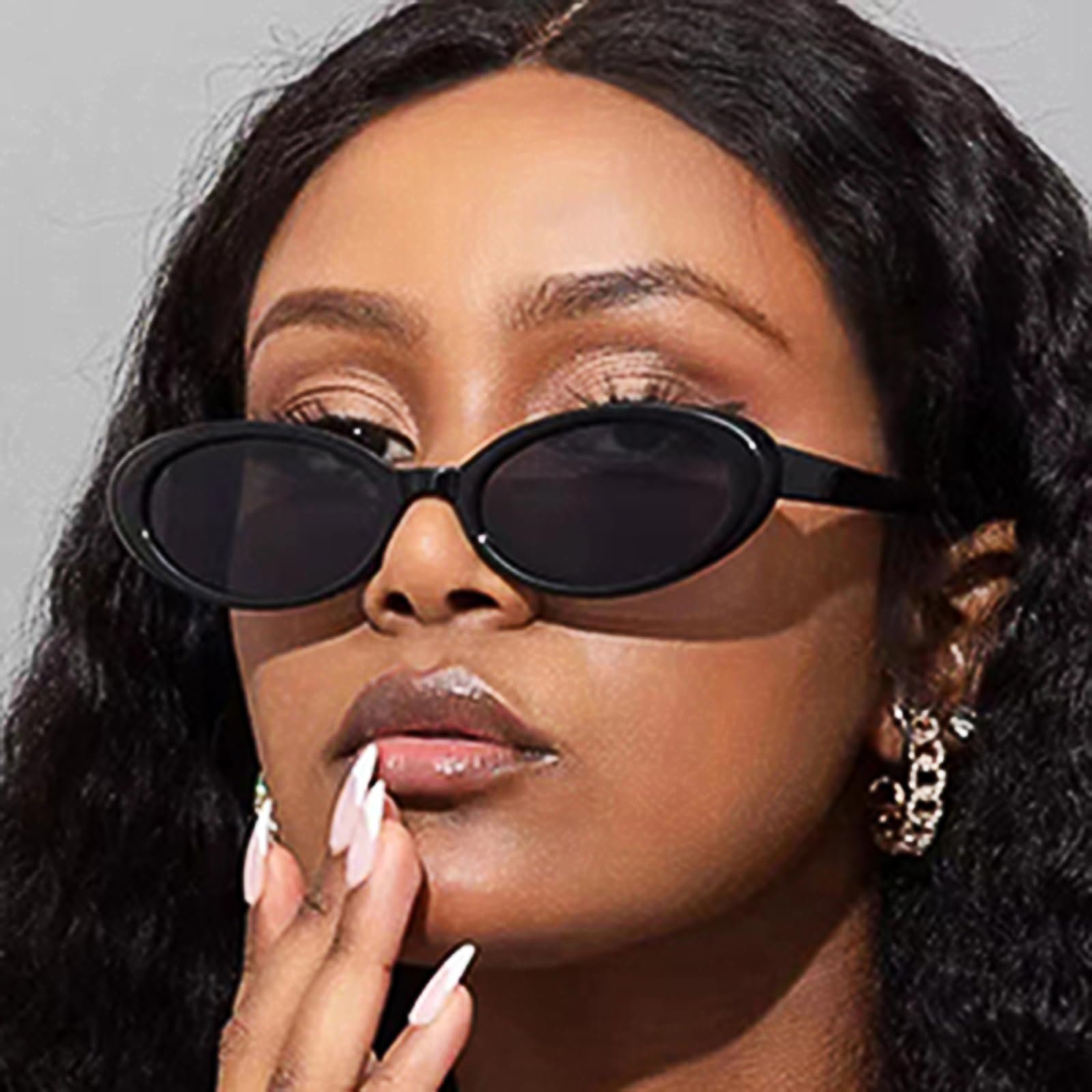 Солнцезащитные очки овальные LJCZKA Retro Vintage 90-х UV400, фото №5