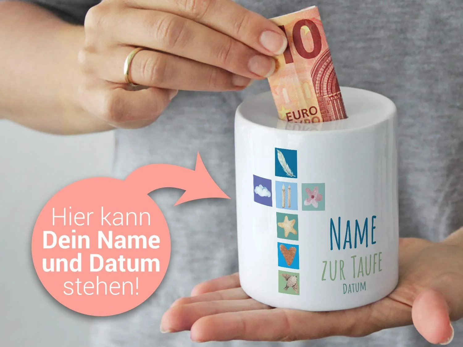 Скарбничка Хрещення Хлопчик Персоналізована Хрест, фото №3