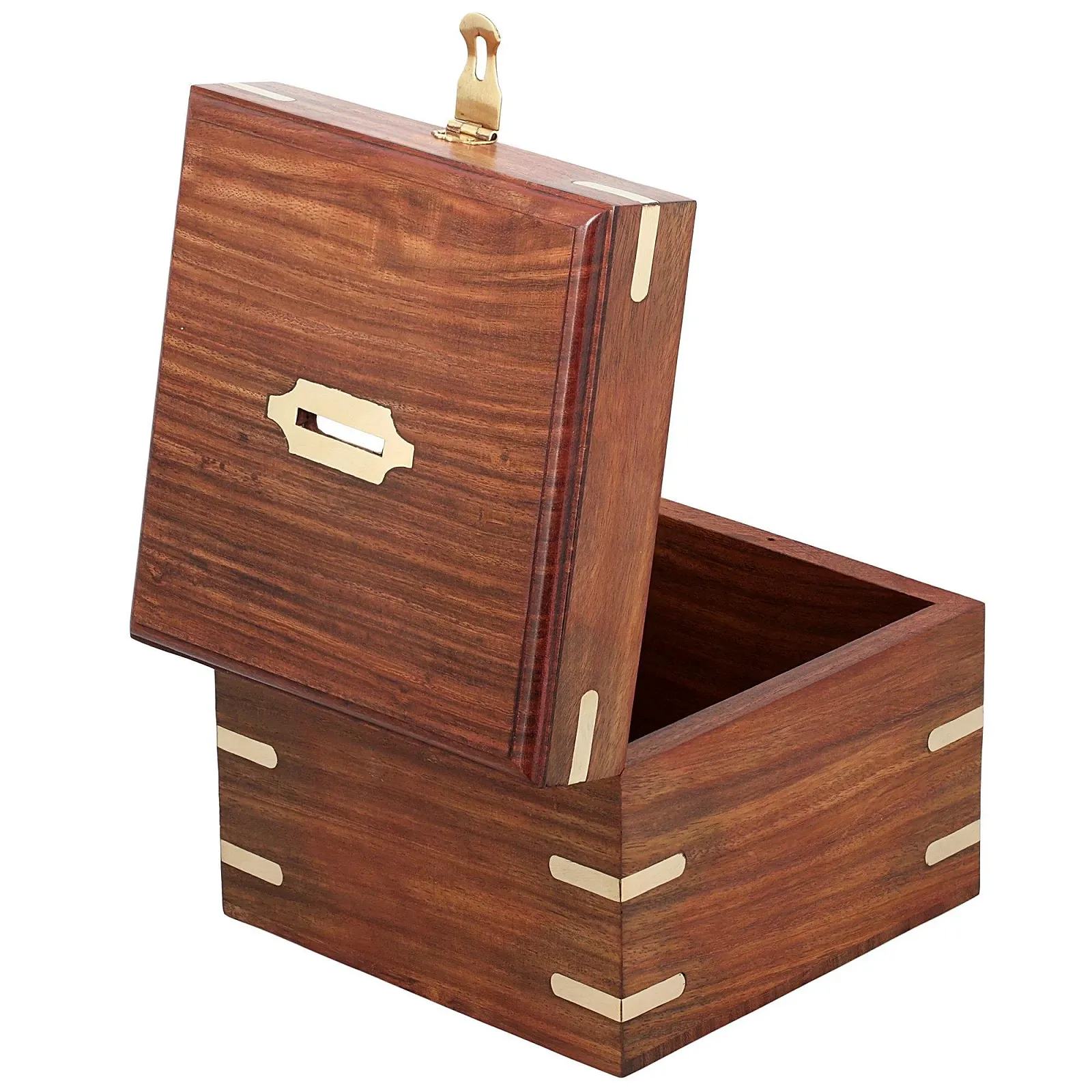 Скарбничка Ajuny дерев'яна квадратна з замком та ключем 15.2х15.2 см коричнева, фото №3