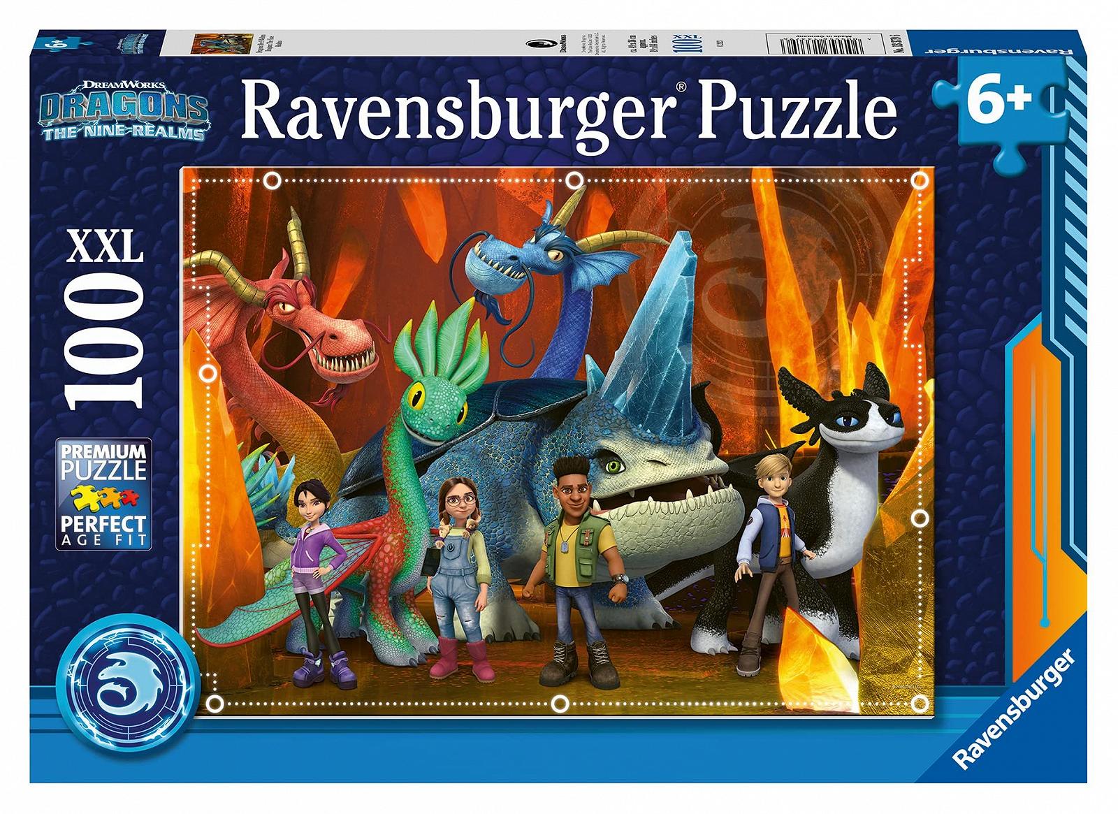 Дитячий пазл Ravensburger 13379 Dragons: The 9 Worlds 100 елементів XXL для дітей від 6 років, фото №1