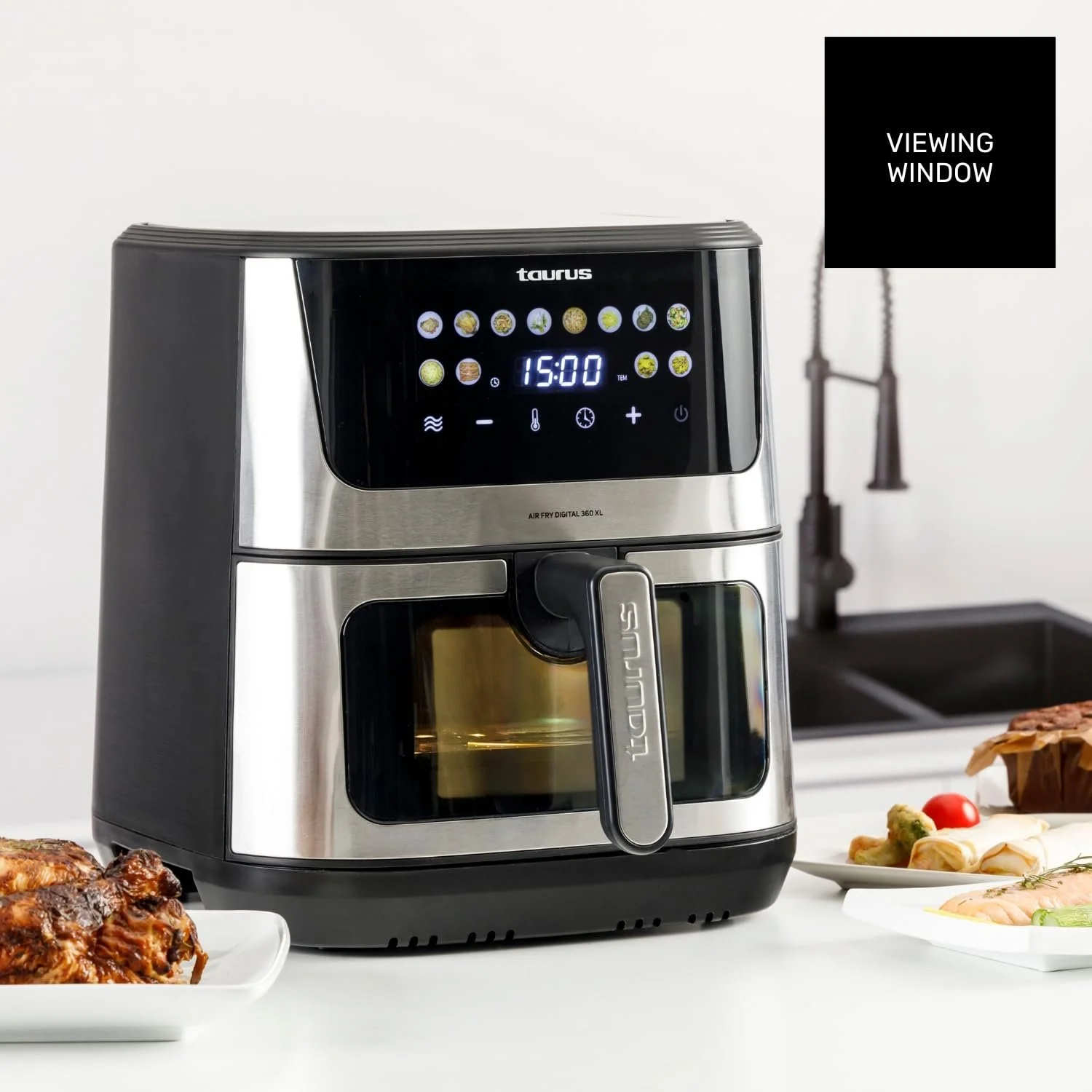 Мультипечь Taurus Air Fry Digital 360 XL 2100 Вт 8 л 12 программ Сенсорный экран Подвойный нагрев Металлический корпус, фото №6
