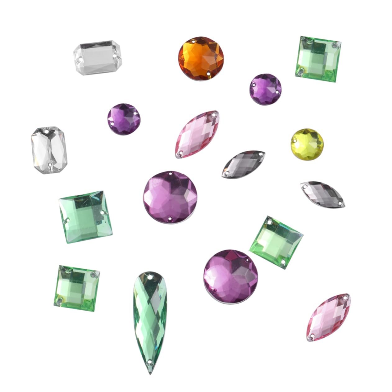 Стрази Beavorty Квадратна, кругла форми, різнокольорові, 100 шт., фото №1