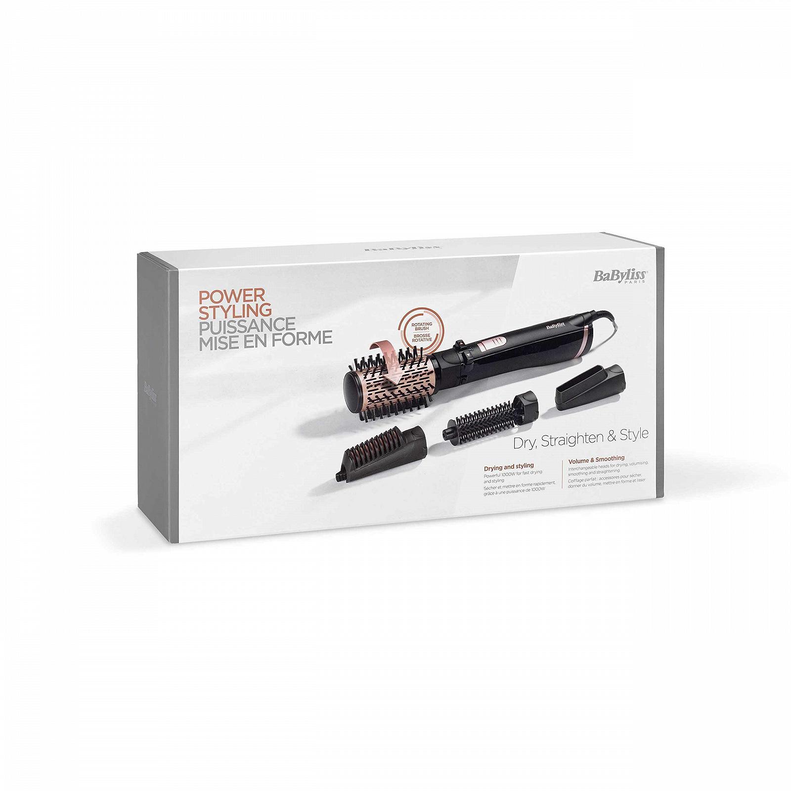 Фен-щітка BaByliss AS200E 1000 Вт з обертовою насадкою та 4 аксесуарами Black, фото №9