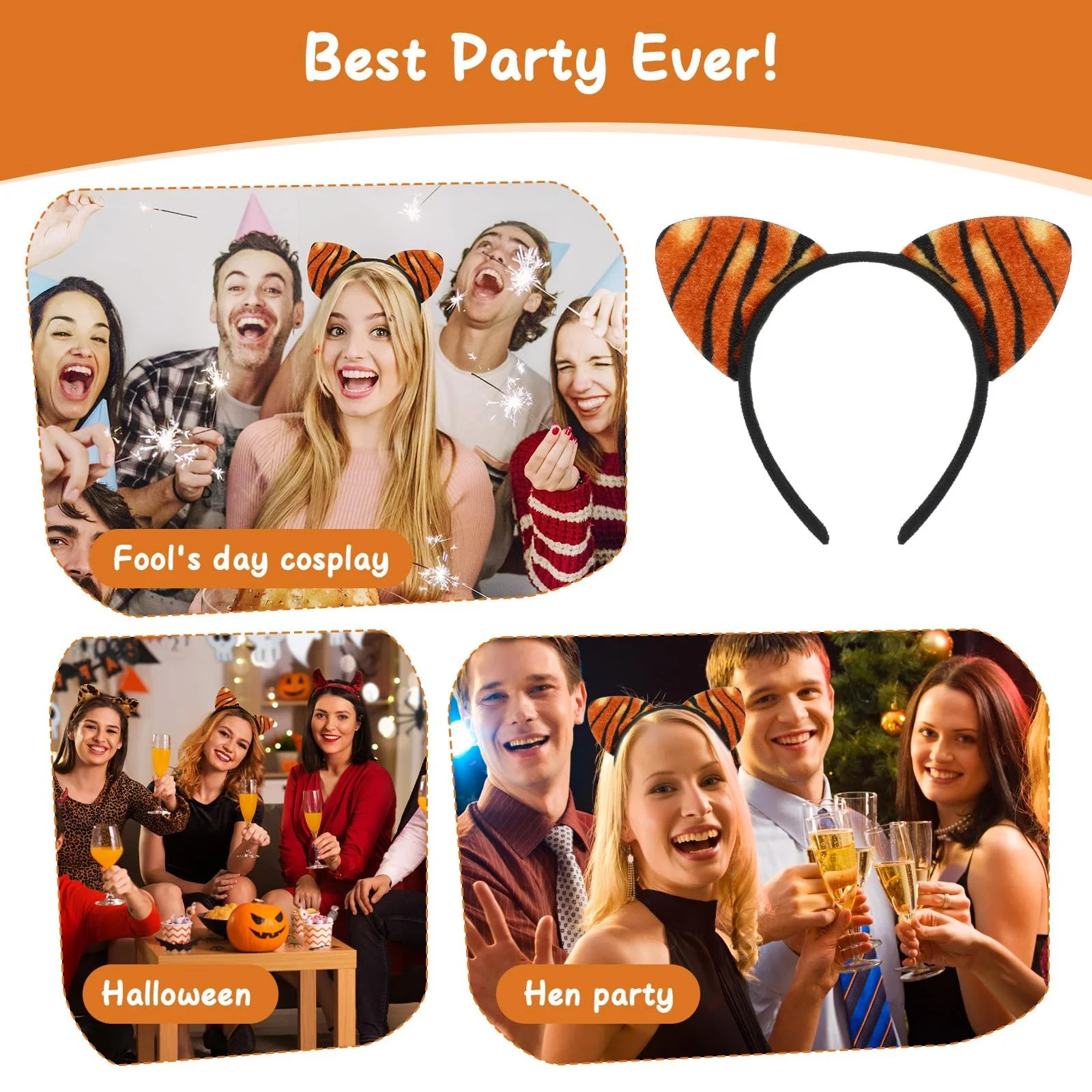 Обруч для волосся Вуха Тигра для вечірки на Хелловін, фото №5