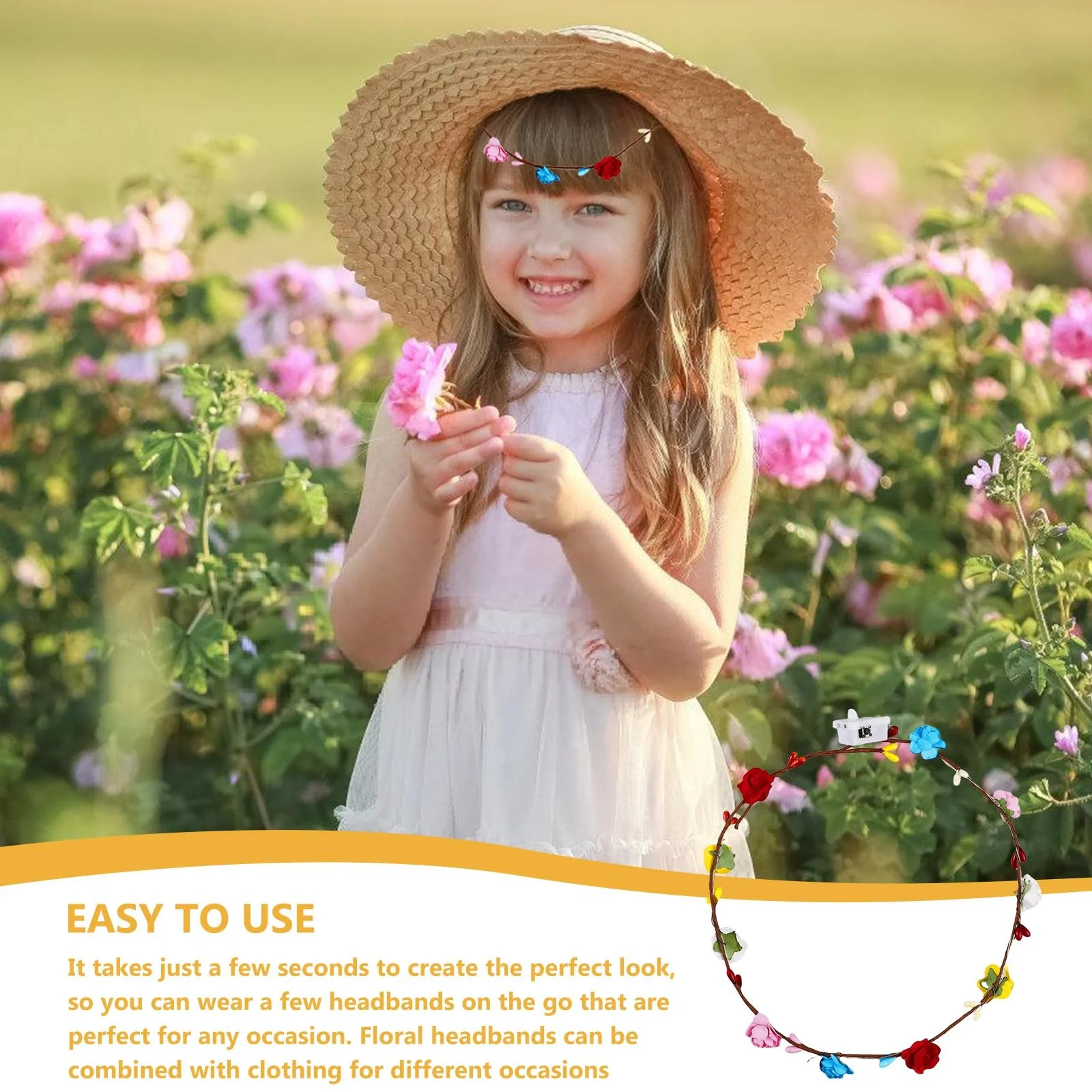 Вінок для волосся з LED квітами, фото №5