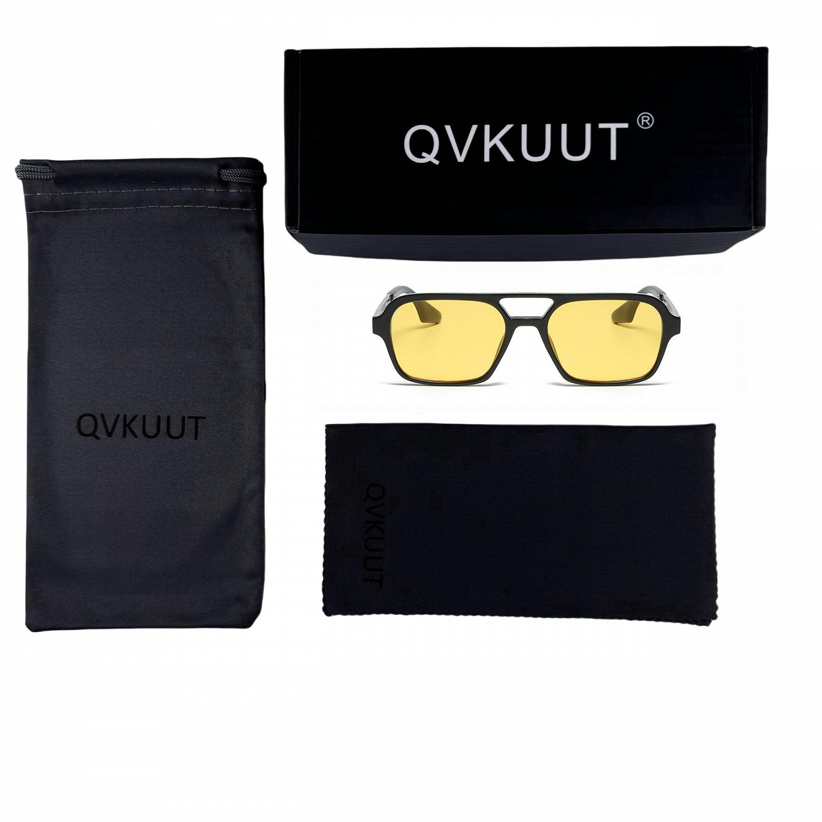 Вінтажні сонцезахисні окуляри для чоловіків та жінок QVKUUT з подвійним мостом та захистом від ультрафіолету, фото №5