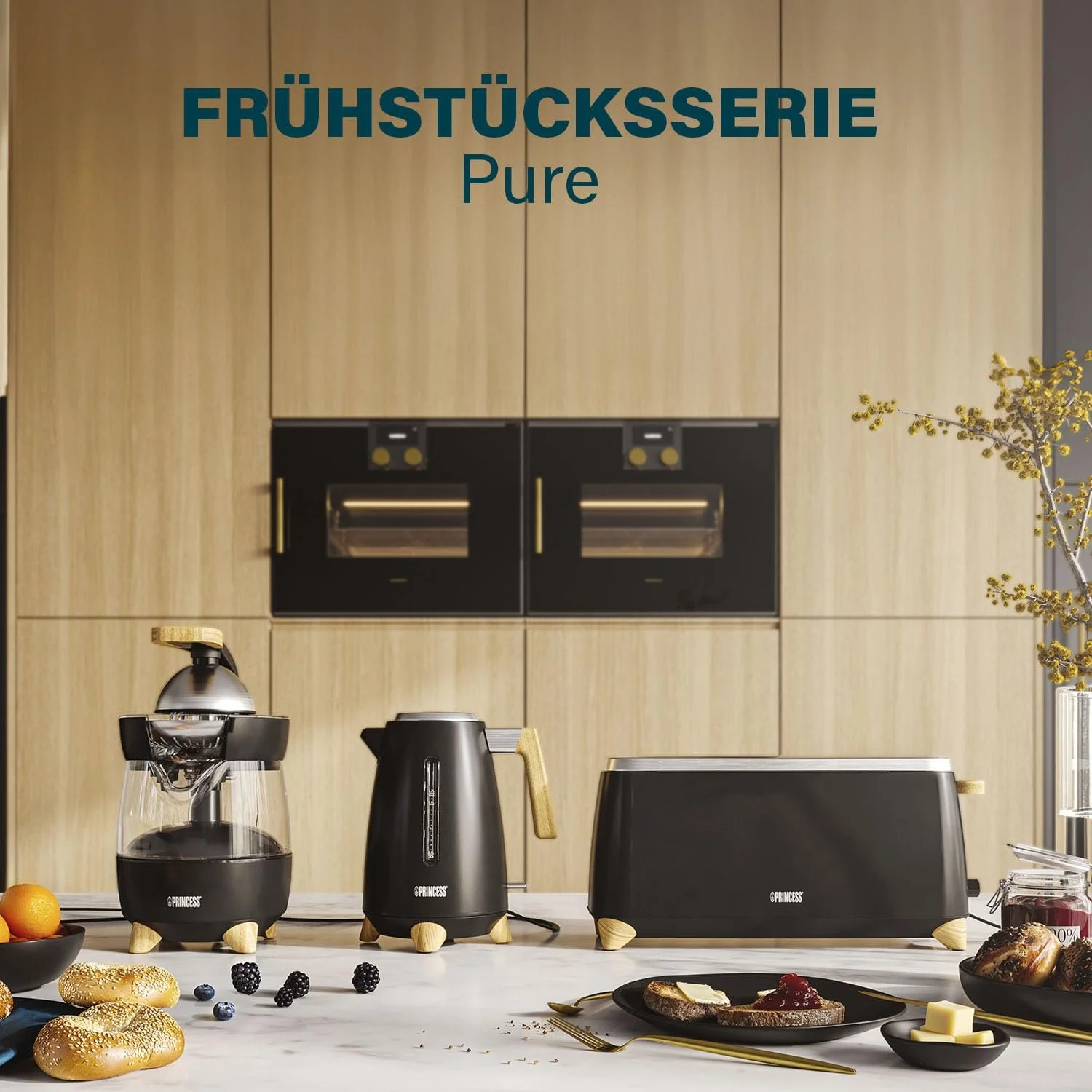 Тостер Princess Pure для 2 скибочок одночасно 7 регульованих рівнів підсмажування кнопки скасування, розігріву та розморожування 800-1000 Вт Чорний, фото №6