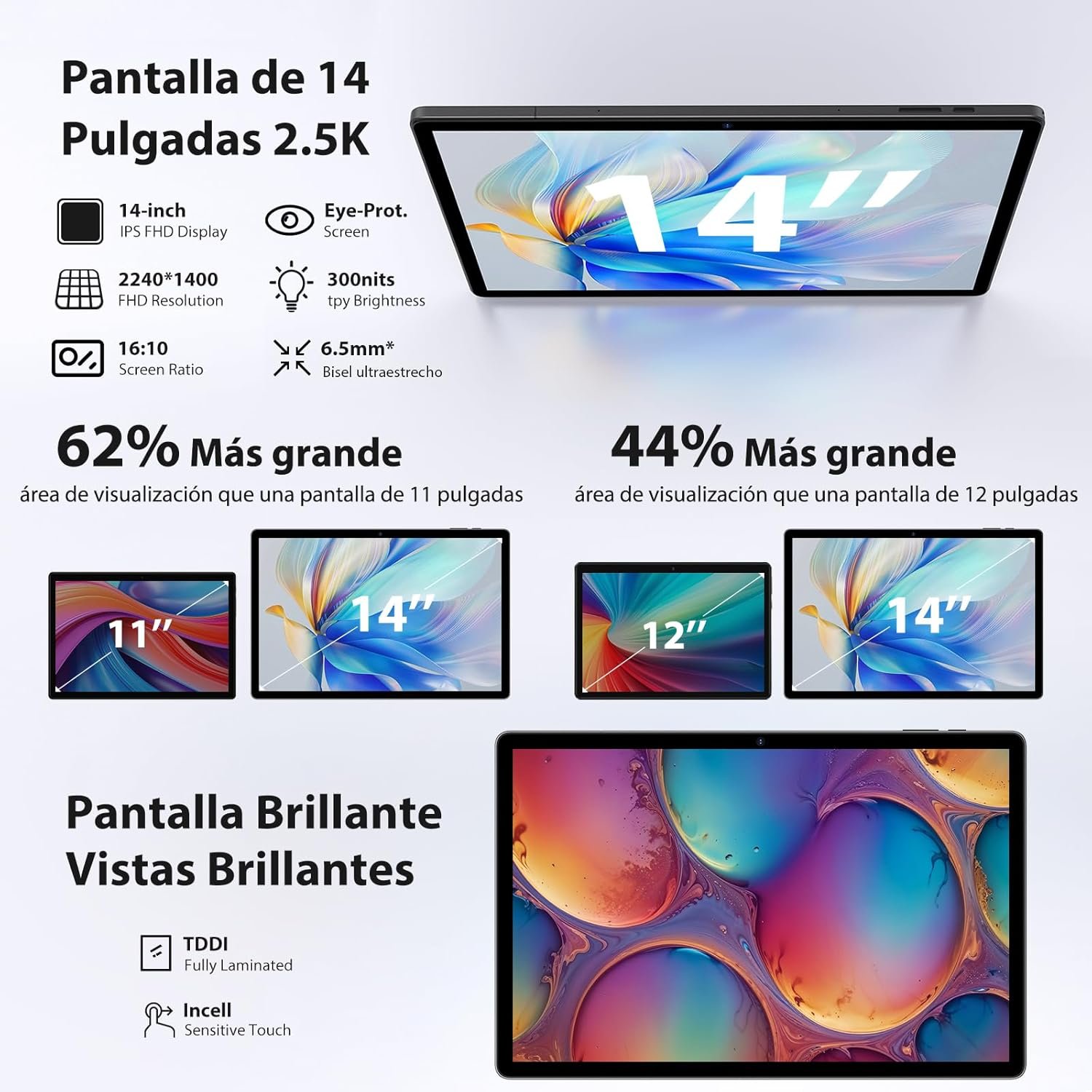 Планшет 14" 2.5K MAXLEGEN M621 12+24/256Gb 4G2-SIM 8 ядер Android 14 11580 mAh Серый, фото №2