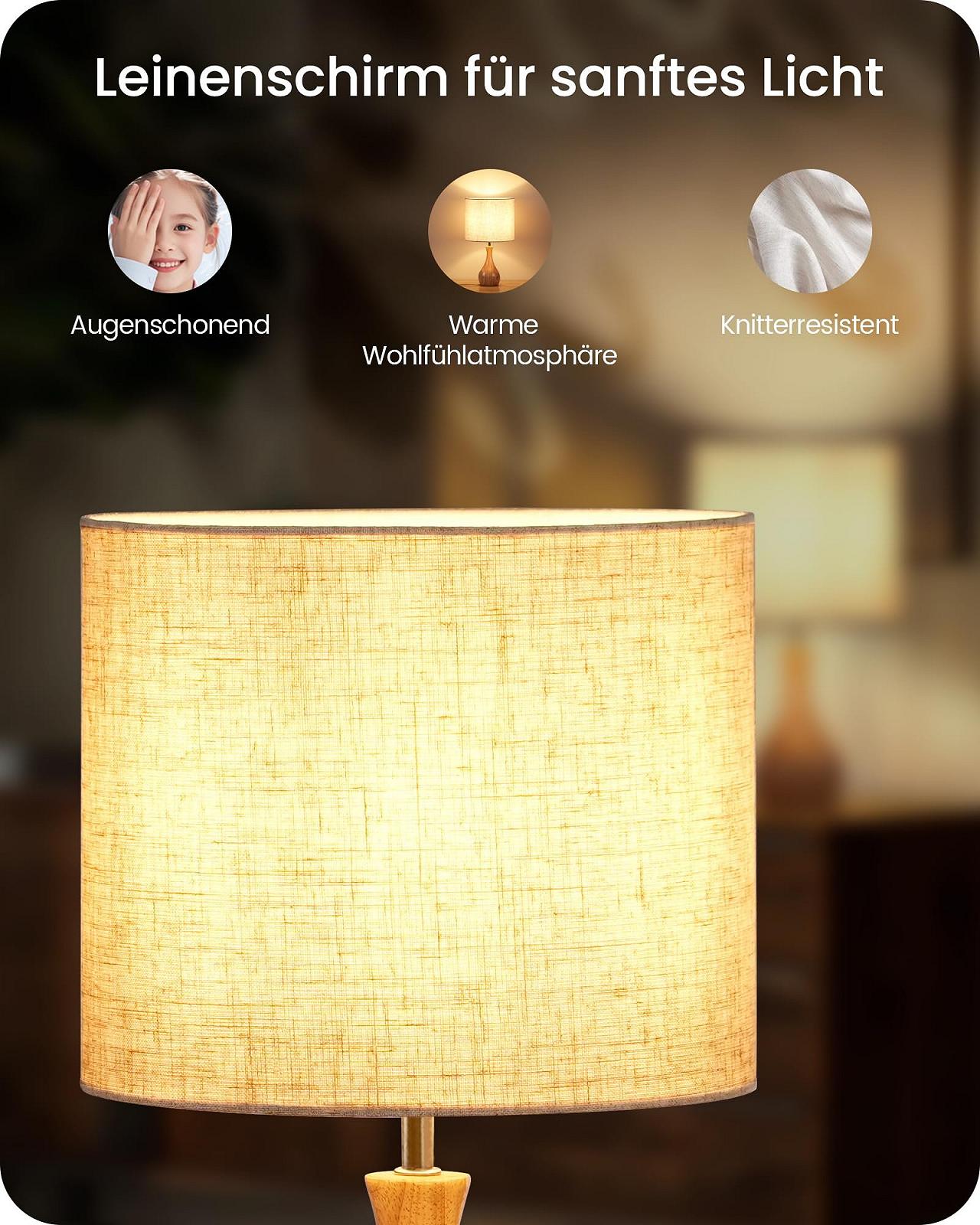 Настільні лампи ZME09TLDP205 Набір 2 шт. Дерево E27 2700K Бежеві 36 см, фото №5