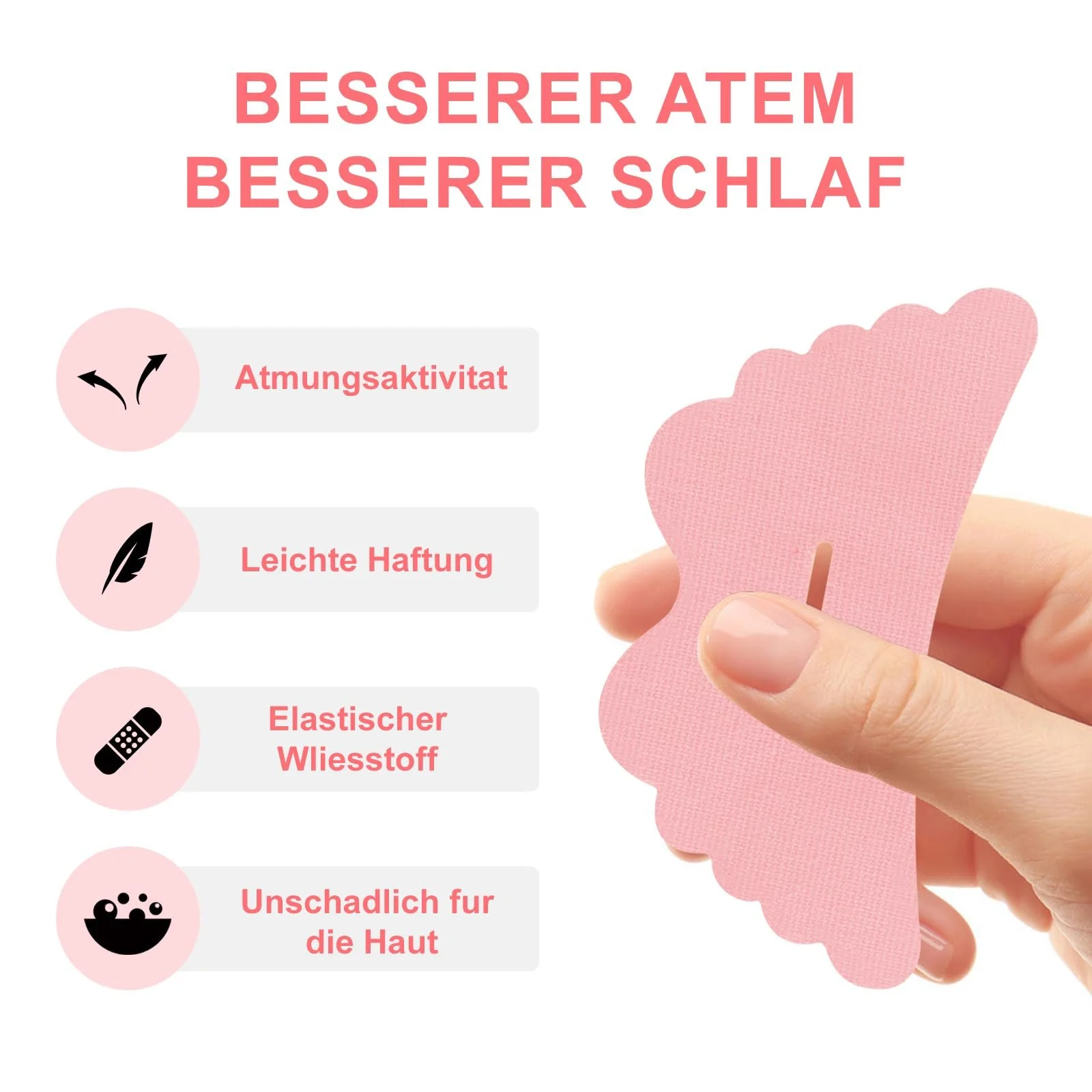 Лента для рта для сна Anti Snoring, 30 шт, розовая, фото №2