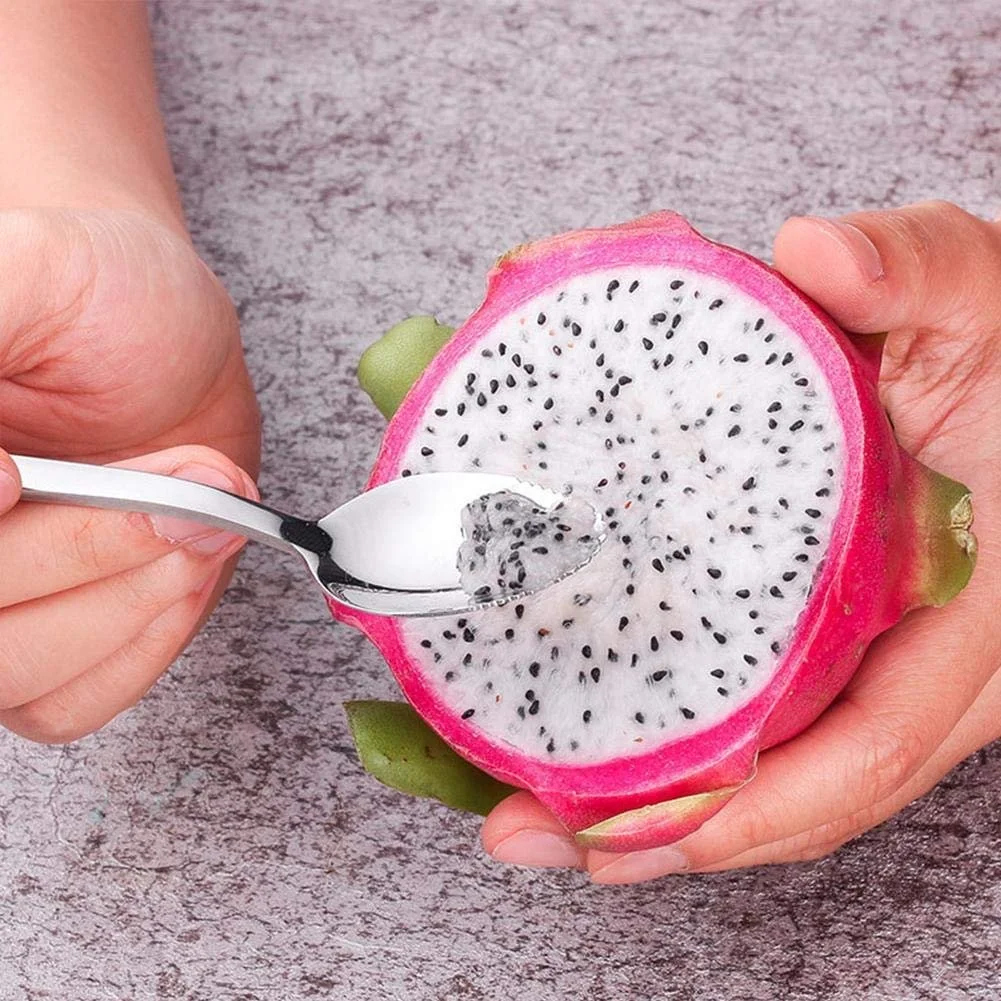 Ложка для фруктов YFOX, ложка для грейпфрута, десертная ложка, десертная ложка из нержавеющей стали, скребок, зазубренный край, 2 штуки, фото №2