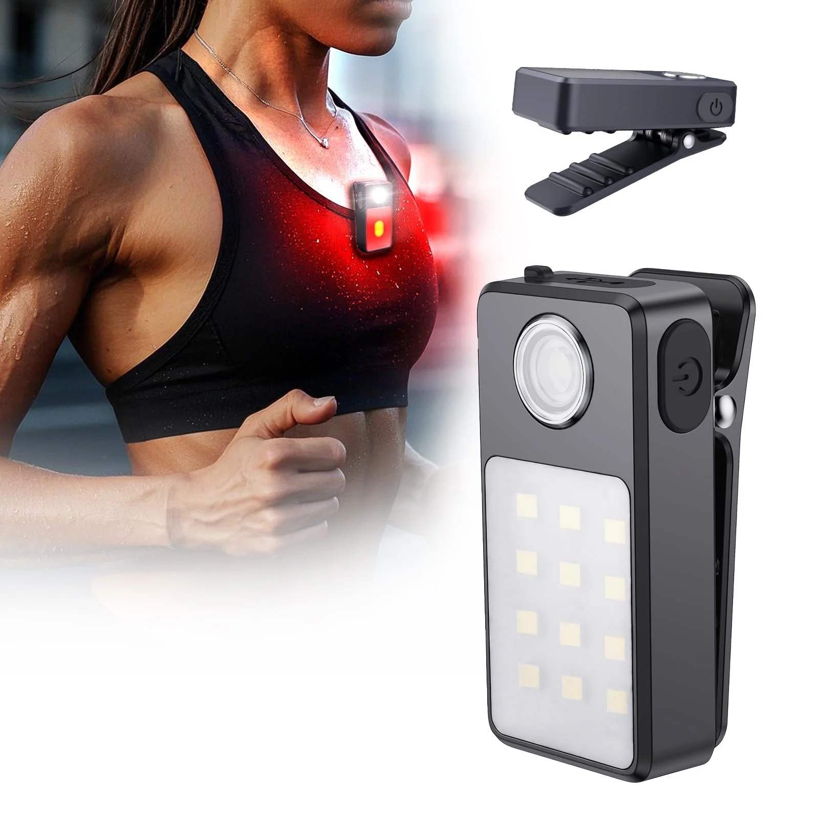 Ліхтар для бігу з USB-C, 3 рівні яскравості, комбінований прожектор і розсіяне світло 2-в-1, IPX7 водонепроникний компактний LED ліхтарик для нічних прогулянок, роботи, джогінгу, кемпінгу, фото №1