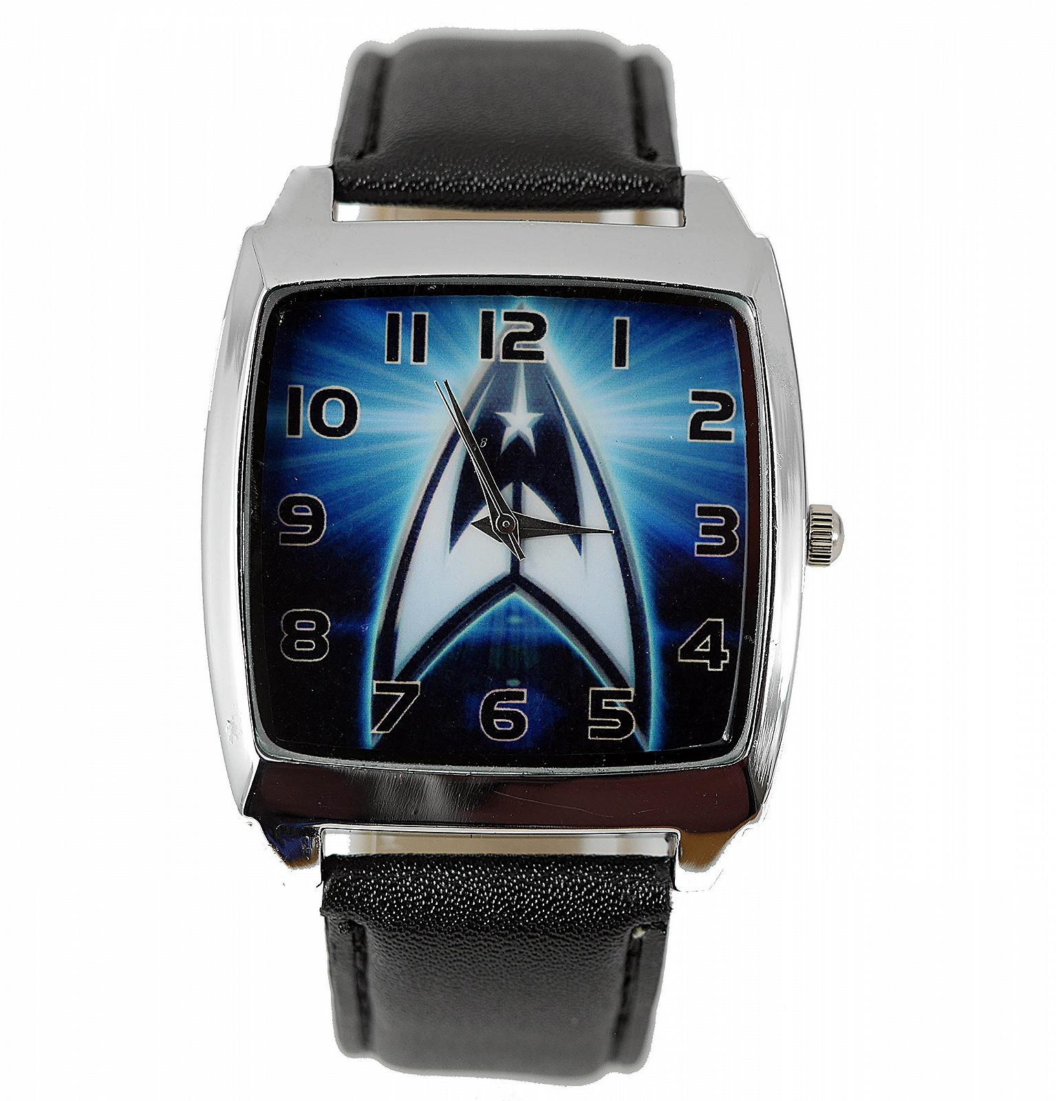 Чоловічий TAPORT Аналоговий Кварцовий Годинник зі Шкіряним Ремінцем Star Trek Квадратний Чорний, фото №2